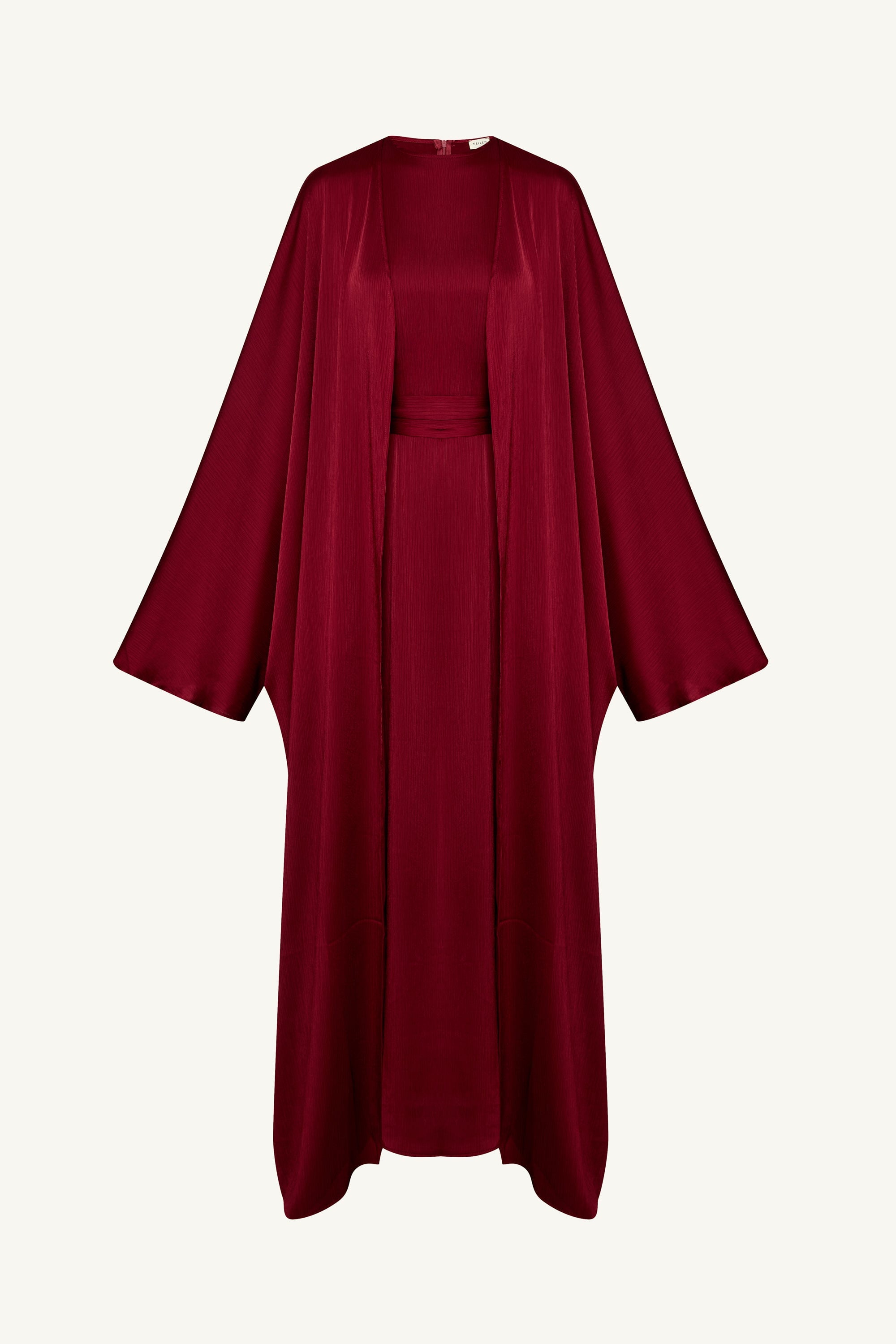 Ghada Satin Open Abaya & Dress Set - Karaz Abayas Veiled