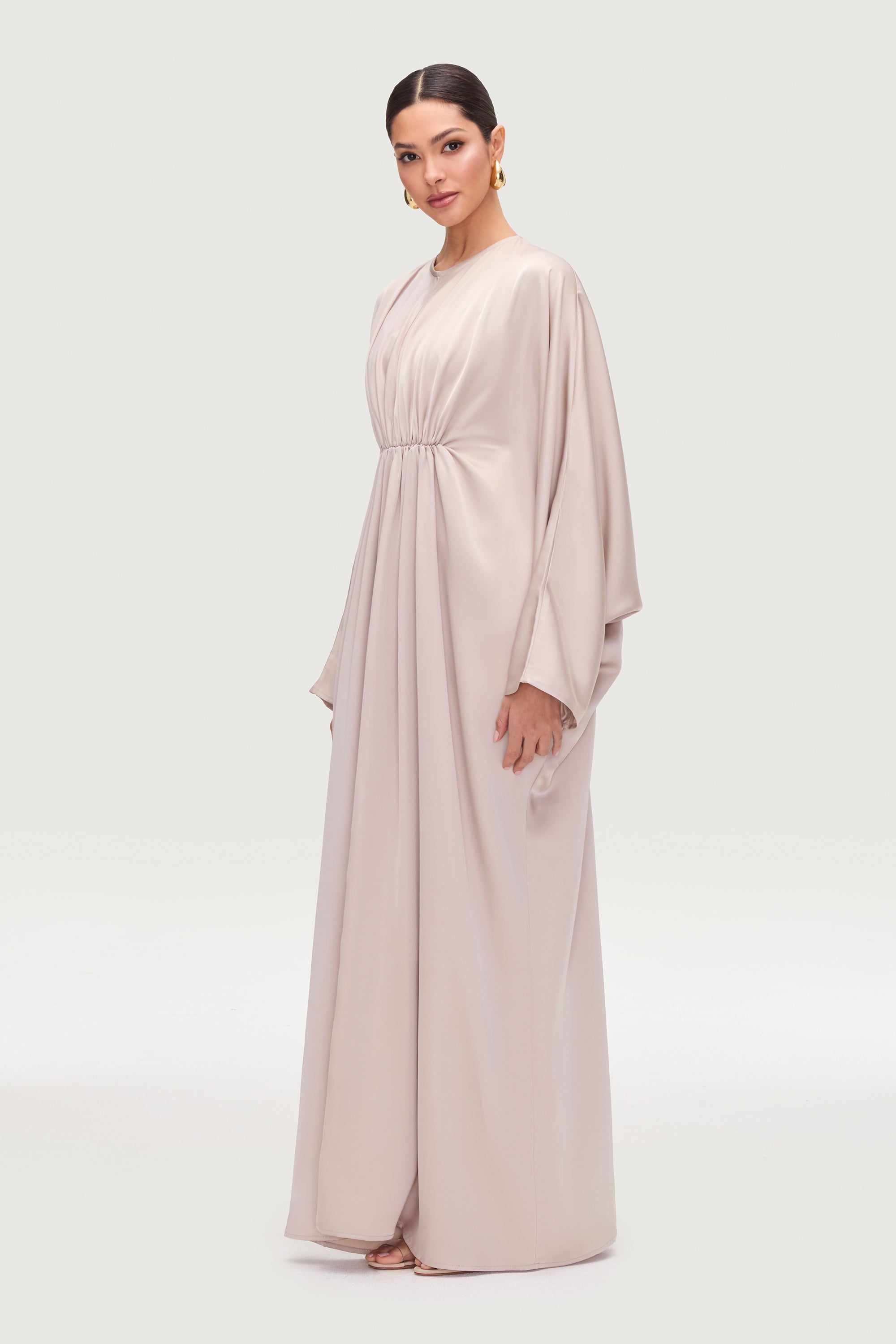 Habeeba Pleated Batwing Maxi Dress - Cloud Dresses Veiled