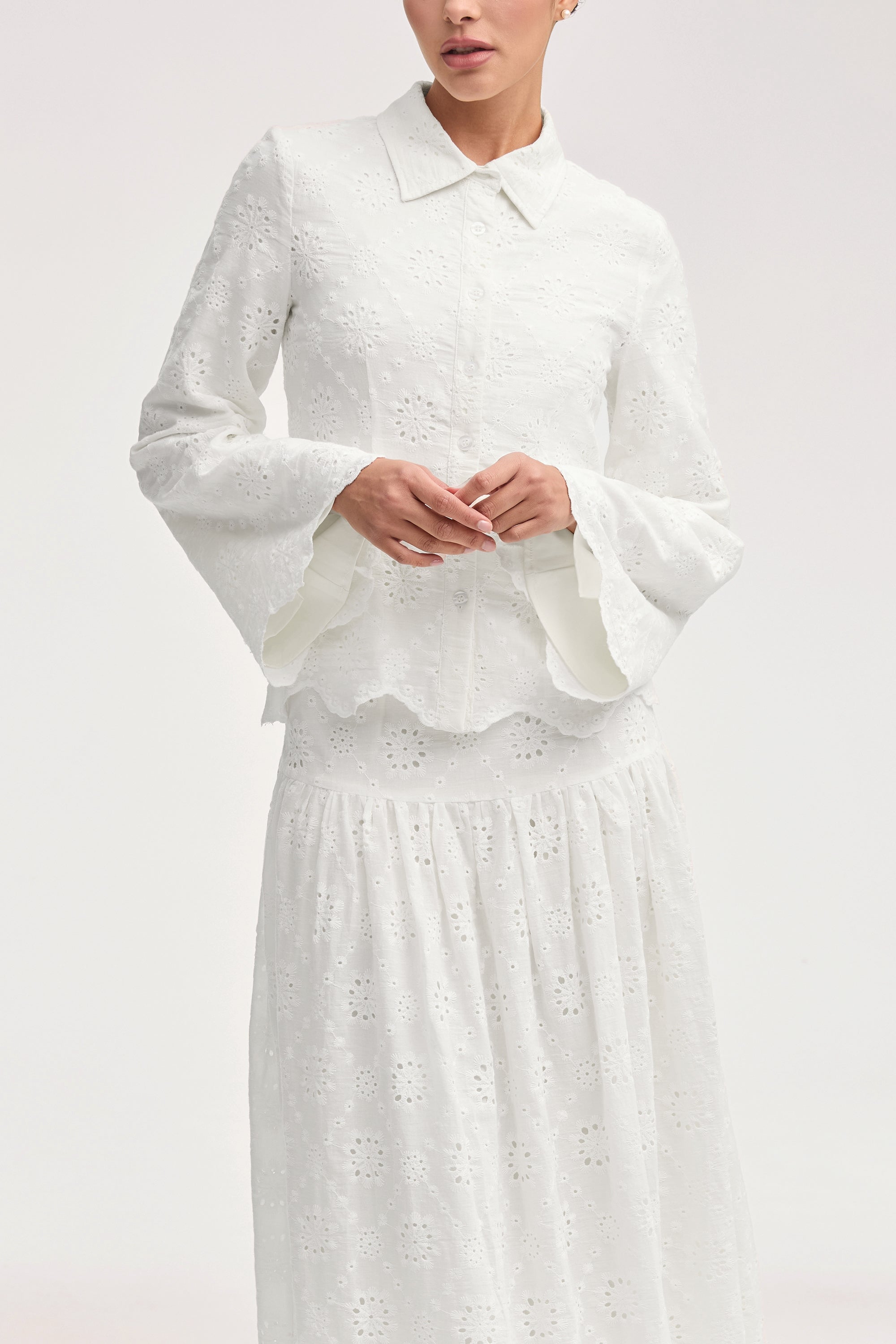 White Lace Eyelet Blouse shops