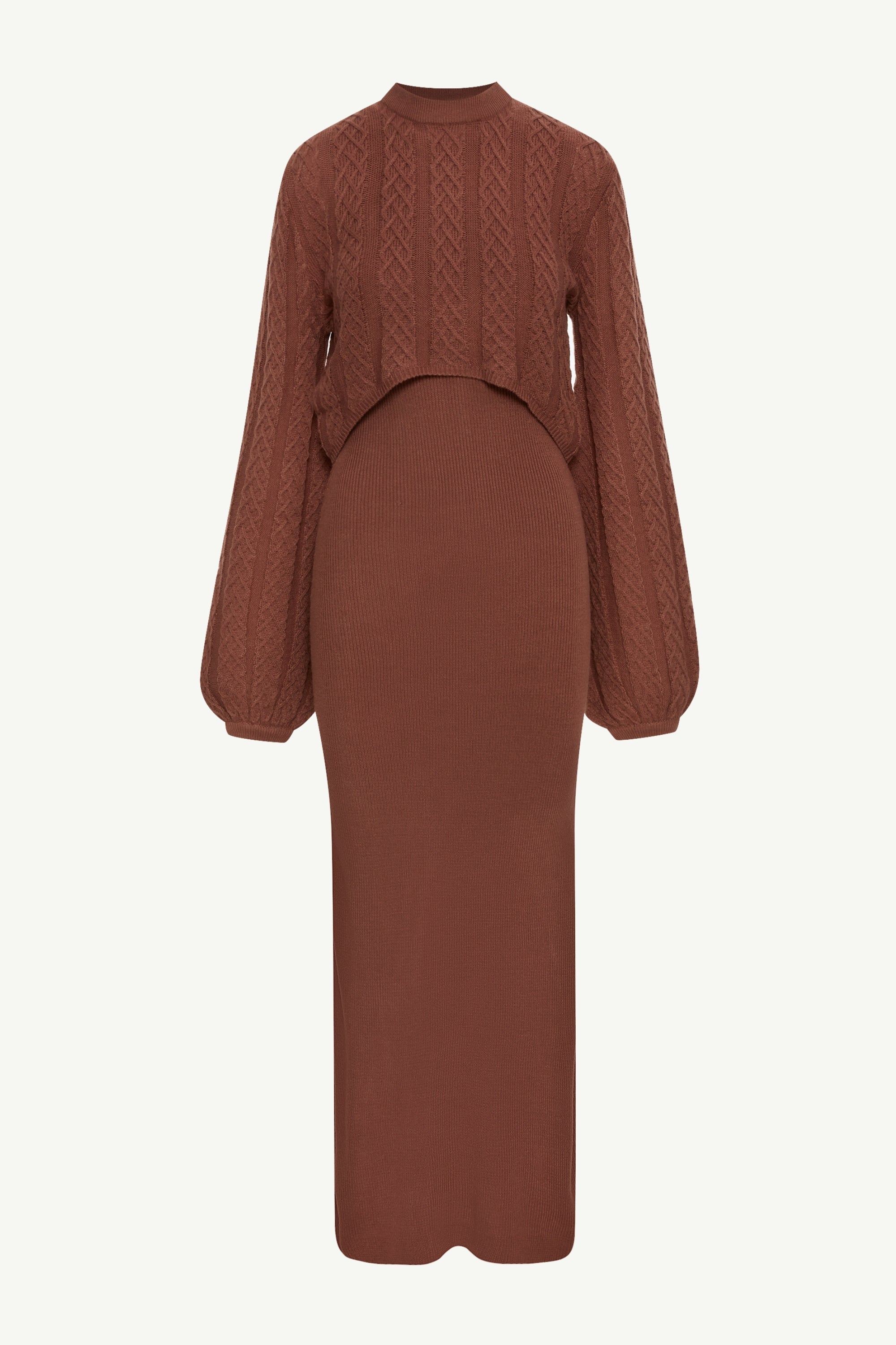 Heather Knit Maxi Dress and Top Set Clothing Veiled