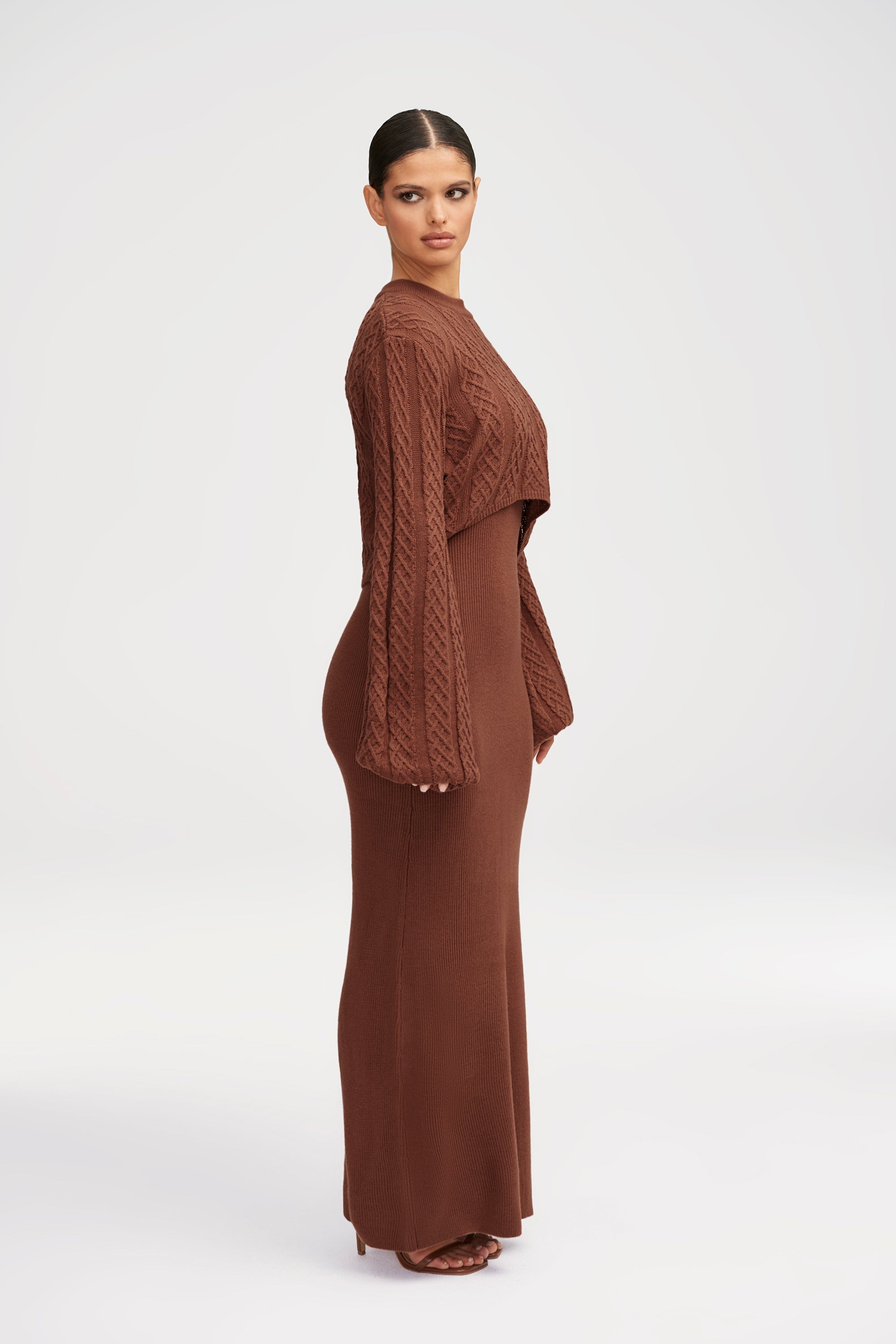 Heather Knit Maxi Dress and Top Set Clothing Veiled