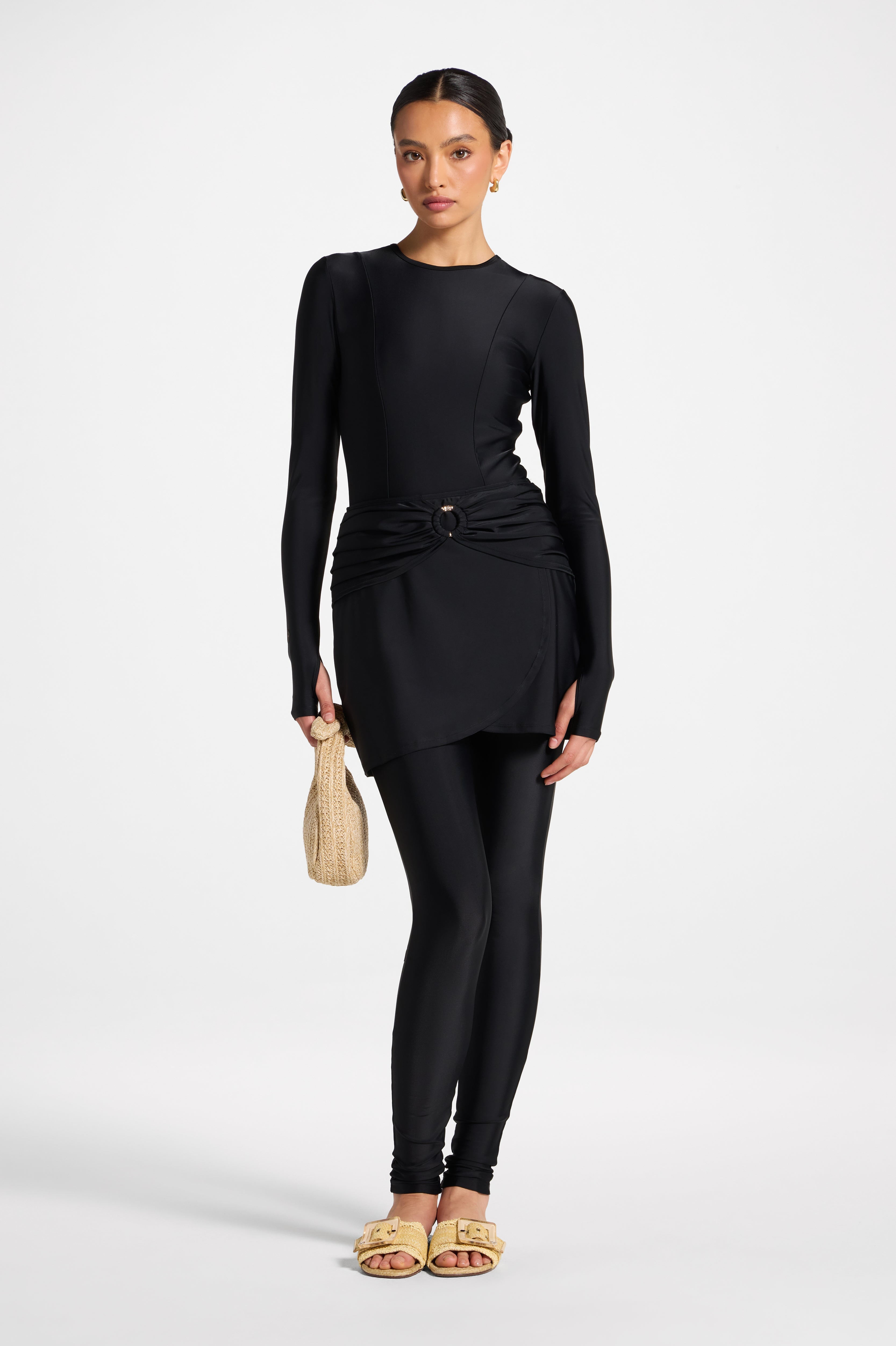 Hoop Swim Skirt - Black Swim Veiled