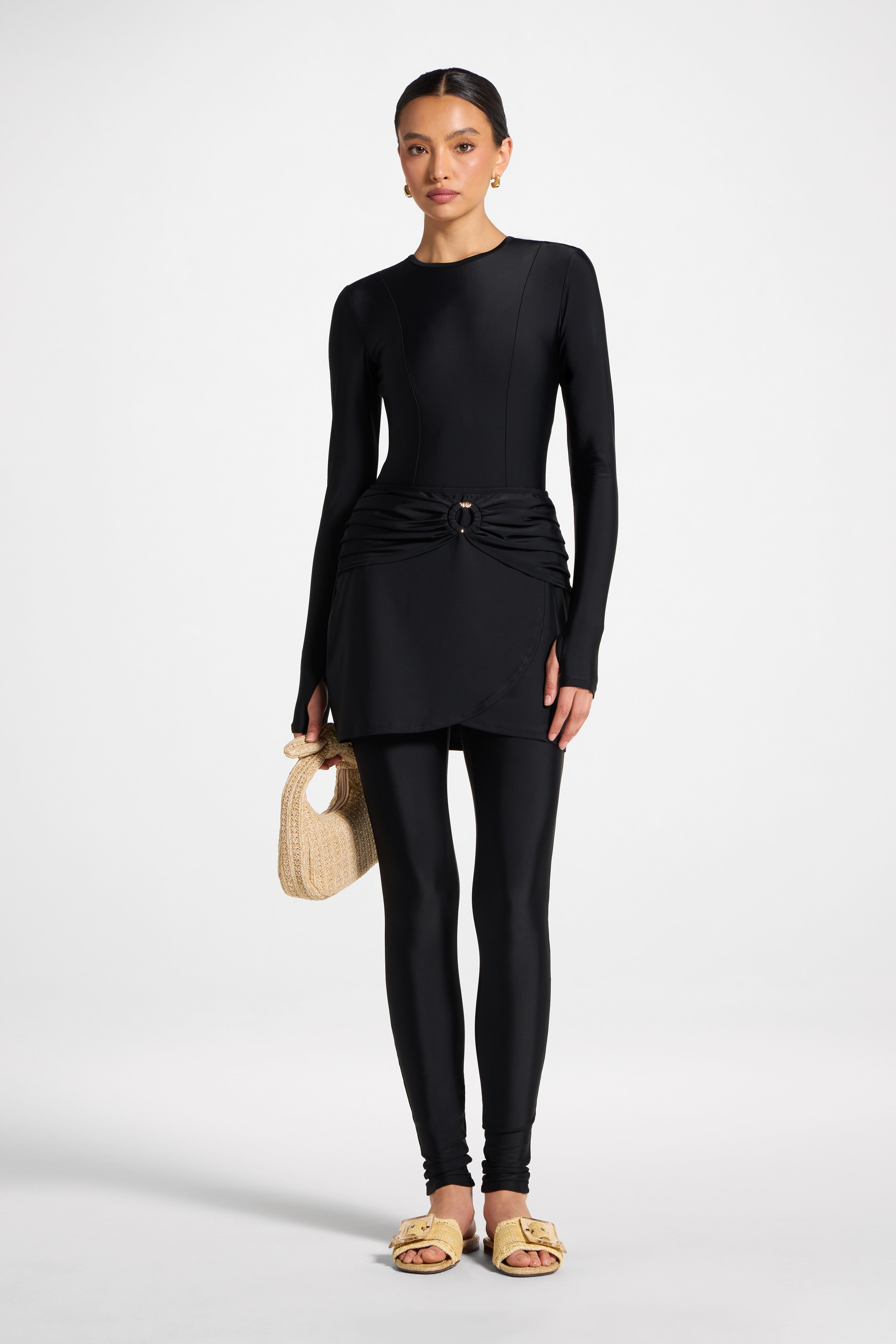 Hoop Swim Skirt - Black Swim Veiled