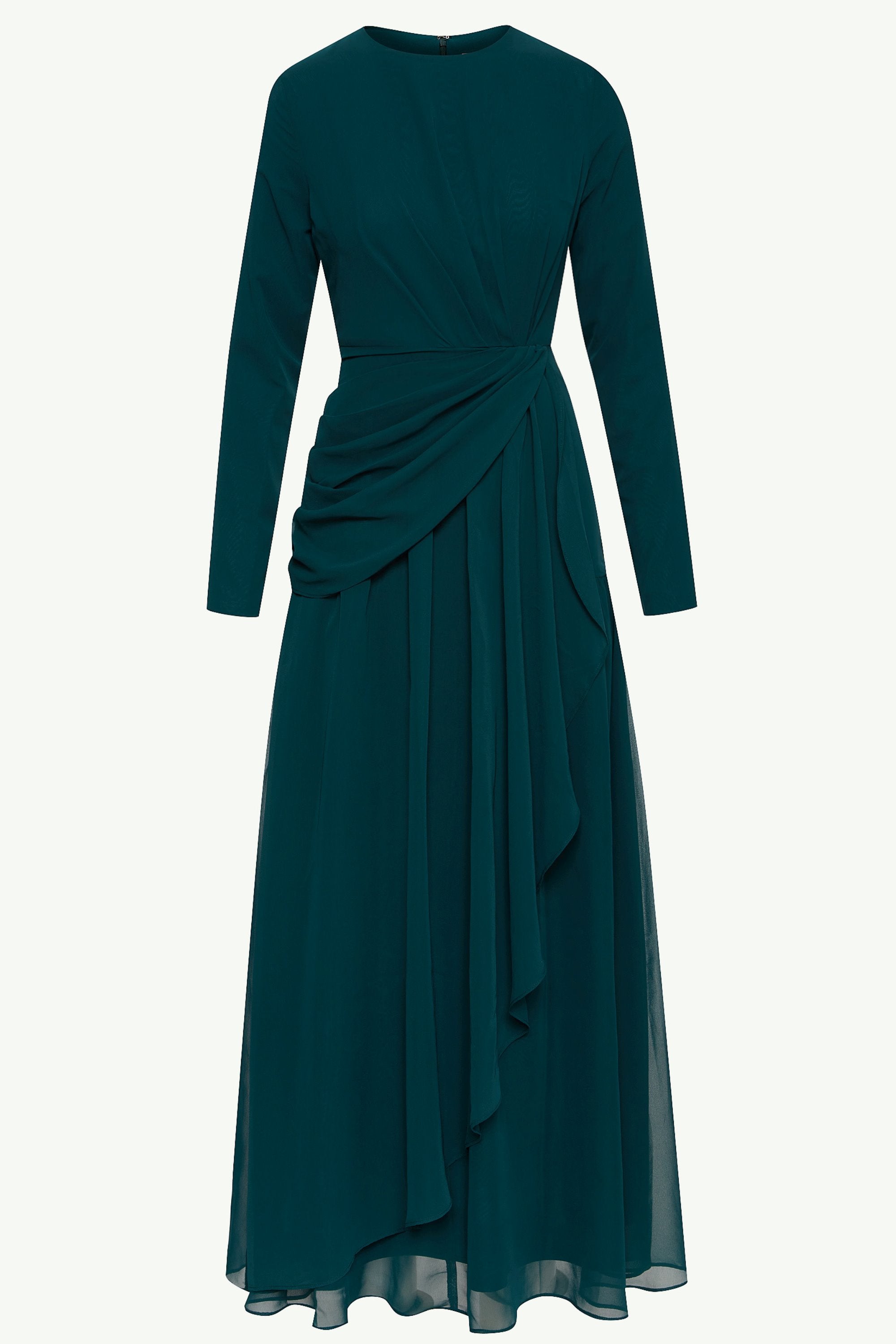 Huda Chiffon Maxi Dress - Teal Clothing Veiled 