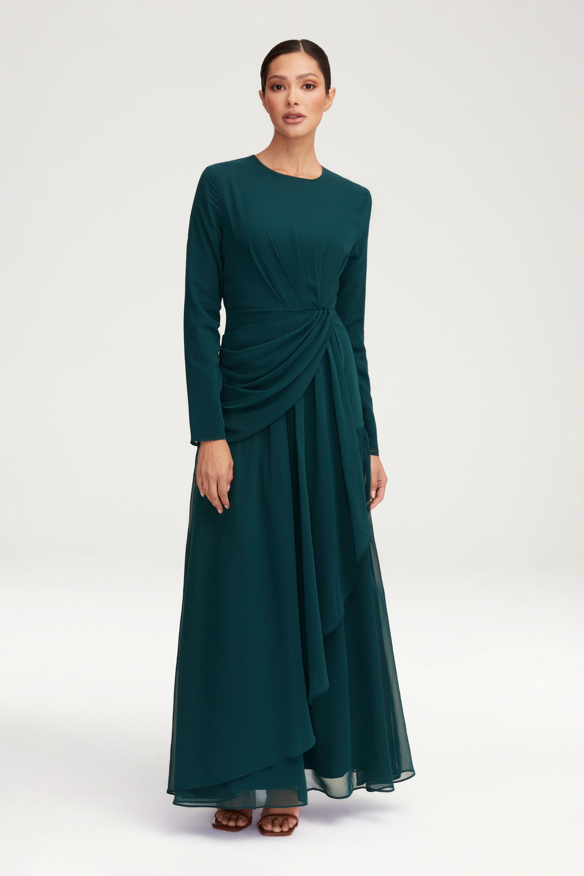 Huda Chiffon Maxi Dress Teal