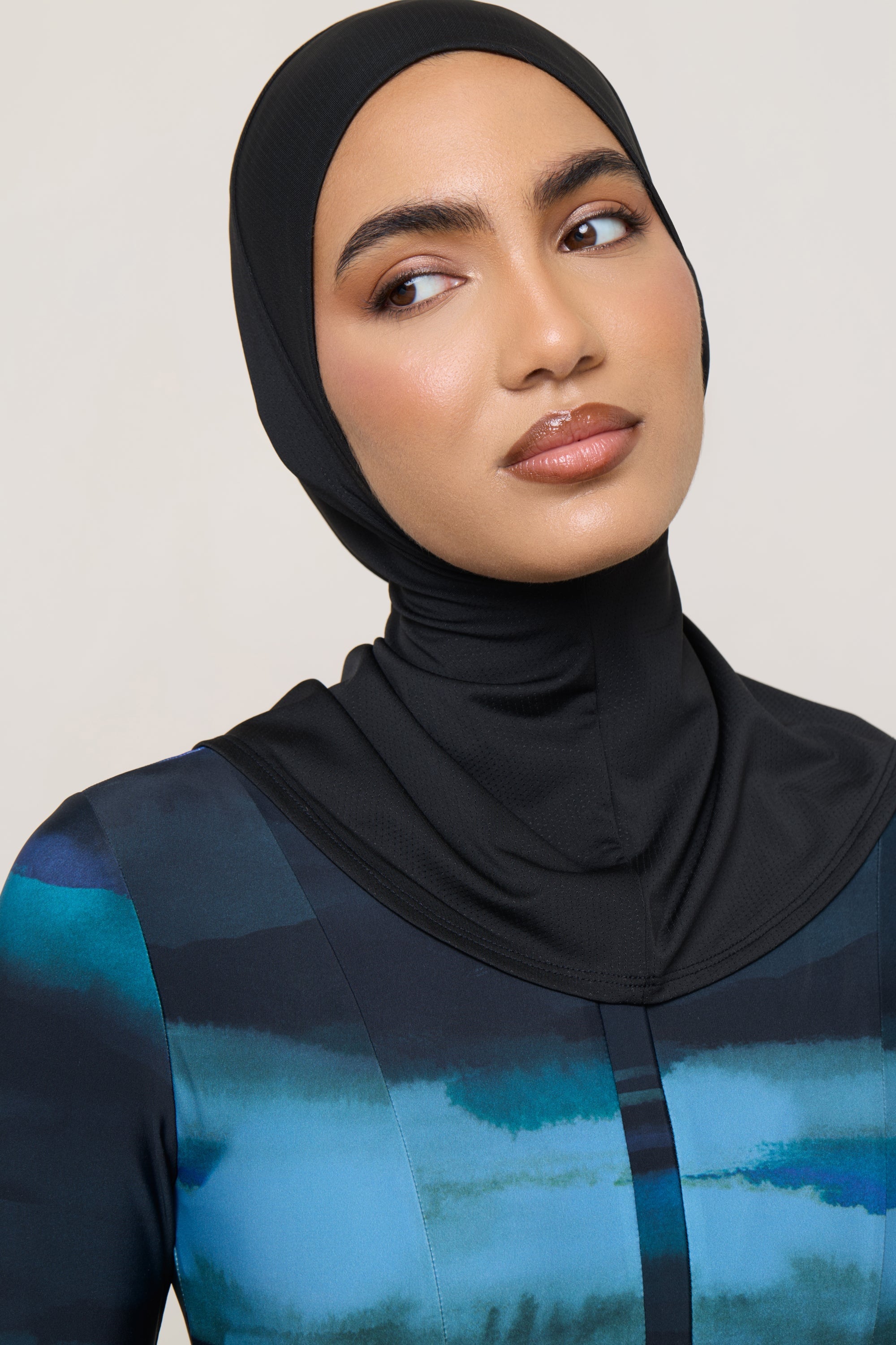 Instant Tie Back Mesh Hijab - Black Swim Veiled