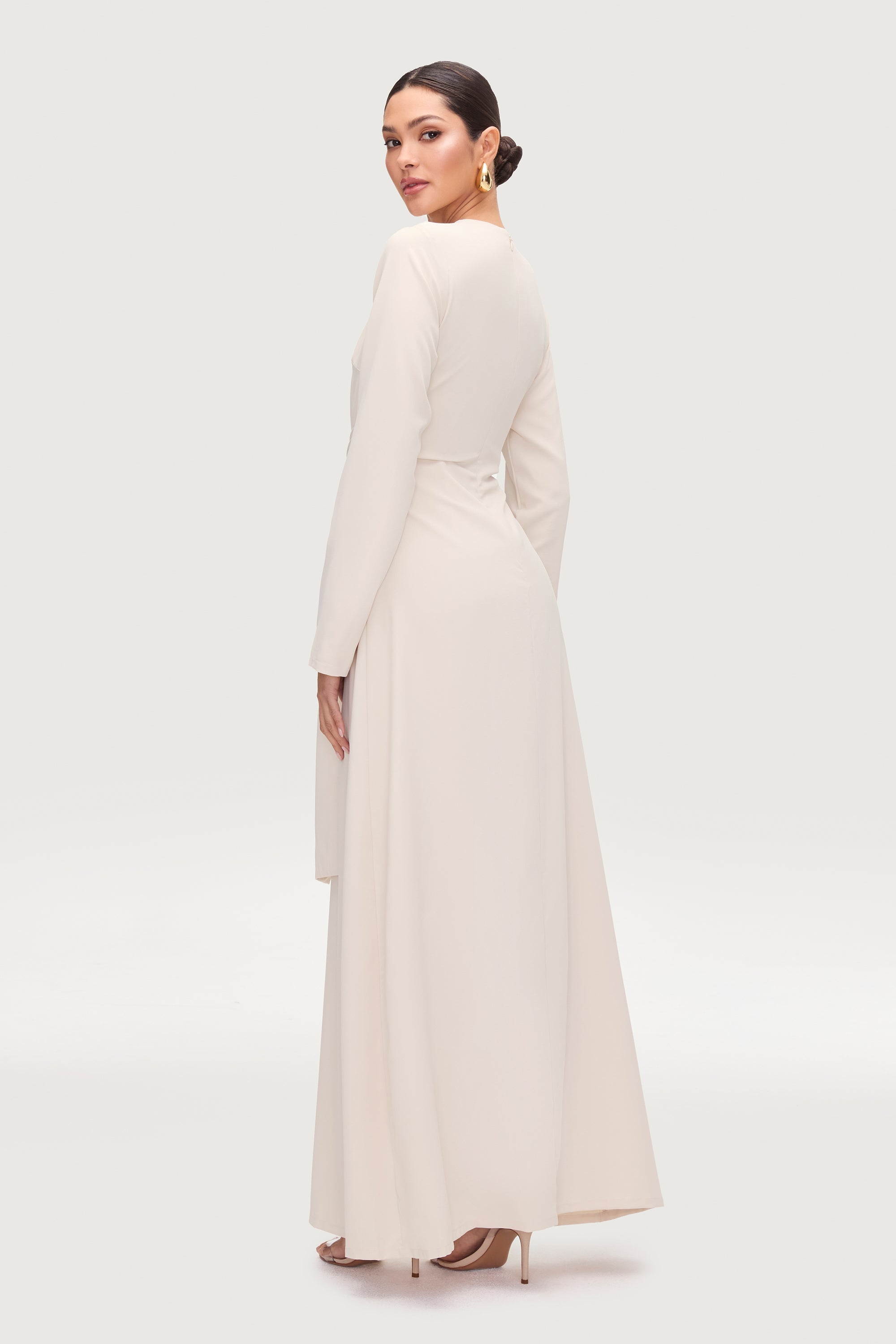 Isabella Tie Waist Maxi Dress - Stone Dresses Veiled Collection