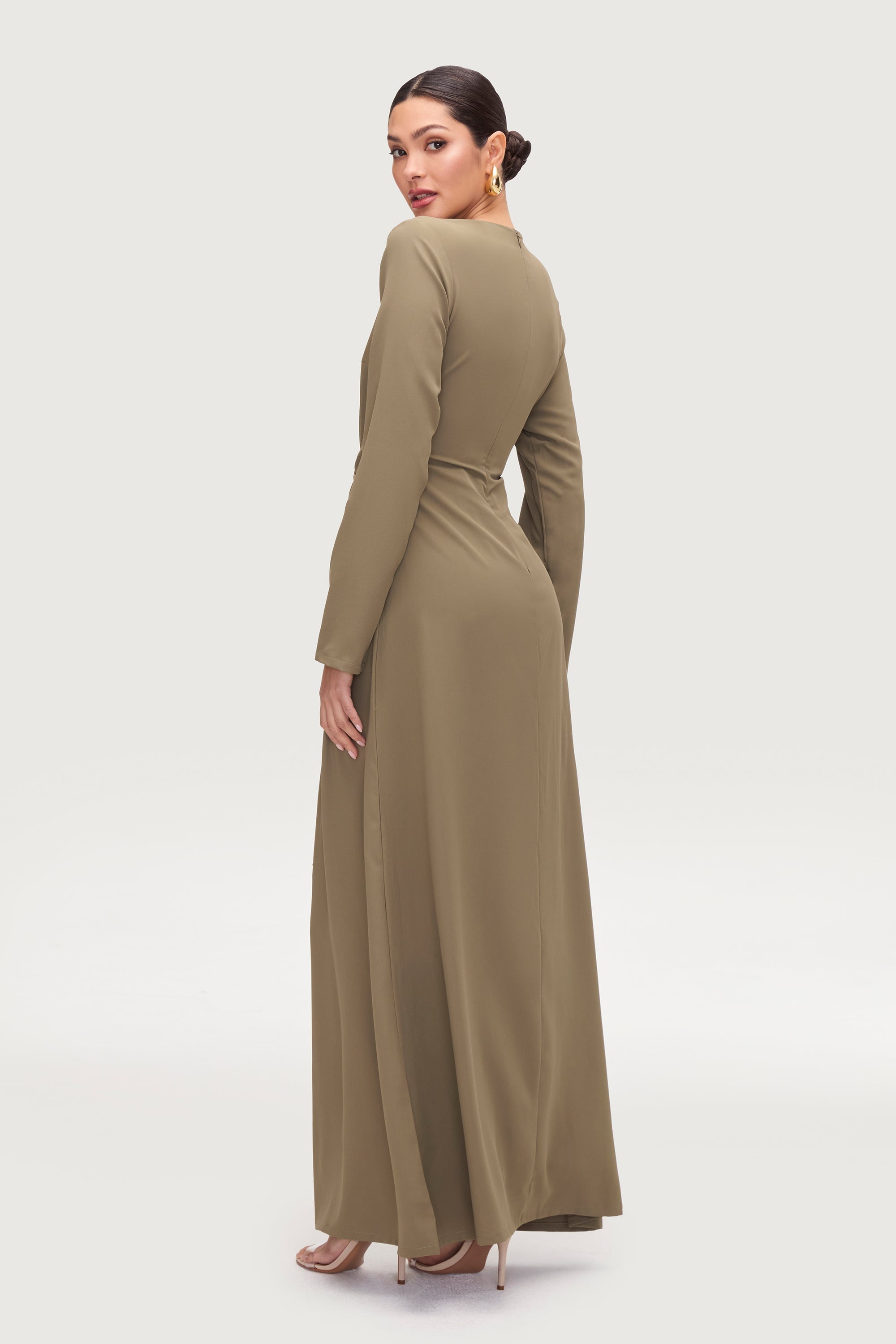 Isabella Tie Waist Maxi Dress - Za'atar Dresses Veiled Collection