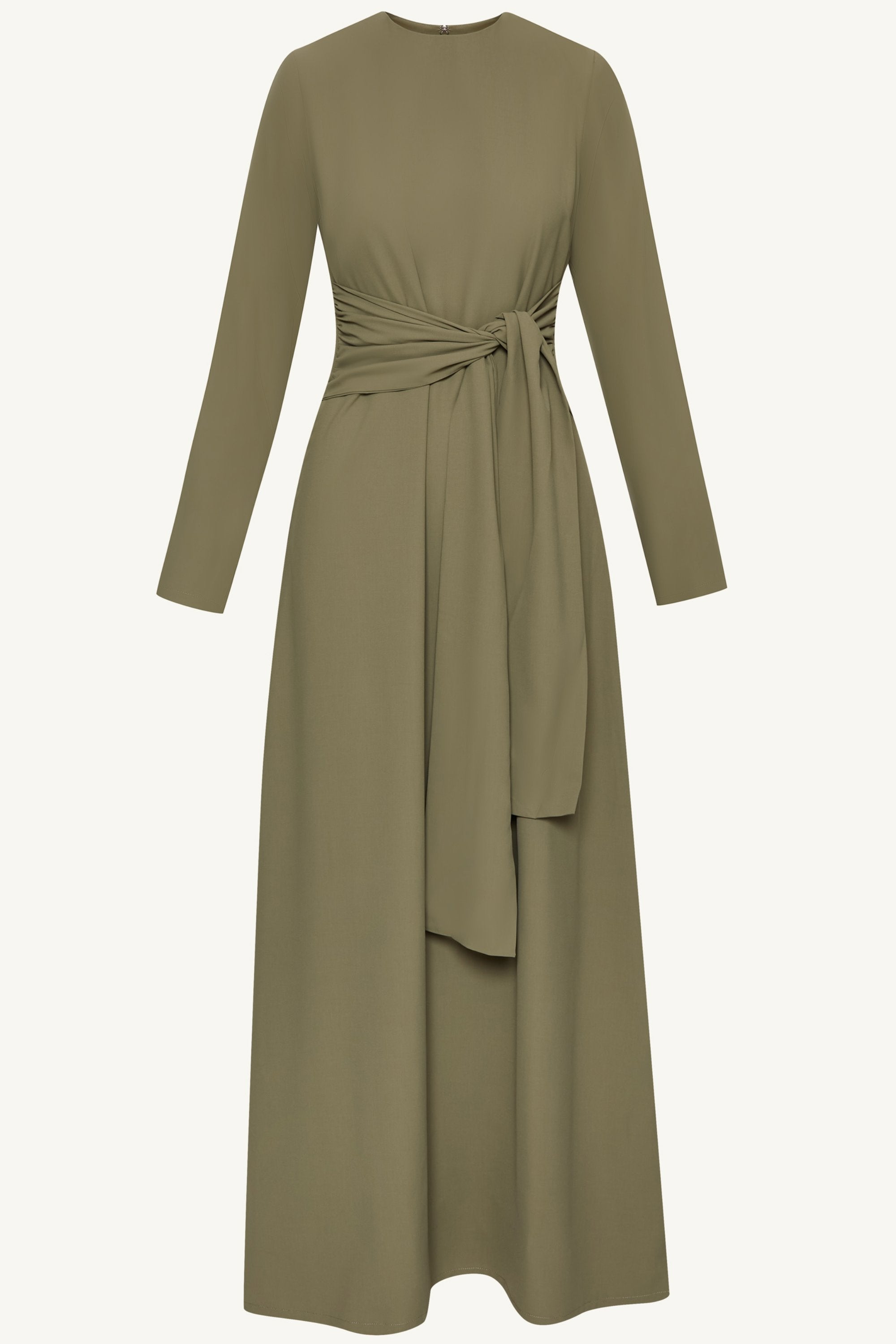 Isabella Tie Waist Maxi Dress - Za'atar Dresses Veiled Collection