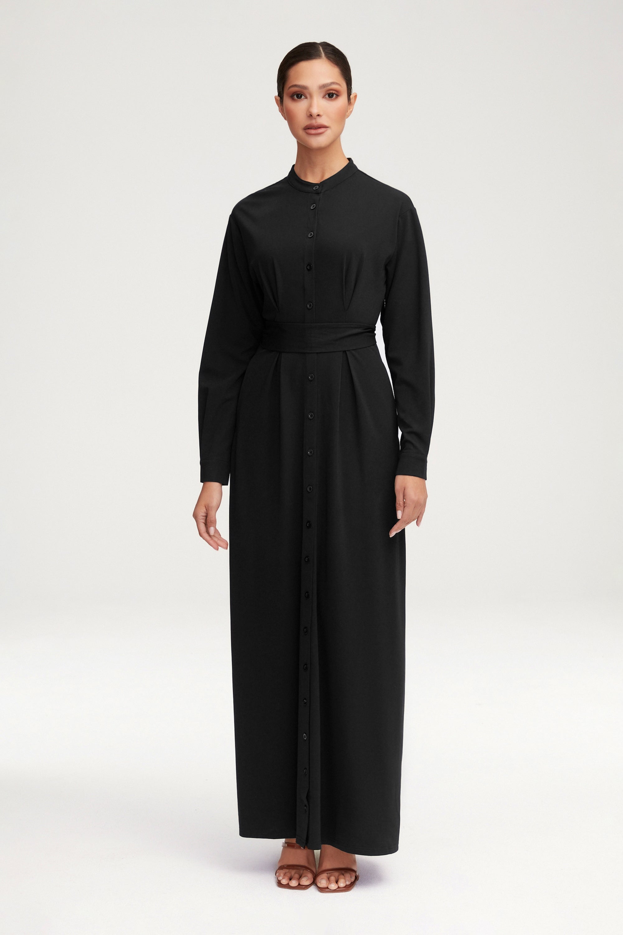 Ivy Jersey Button Down Maxi Dress - Black Clothing epschoolboard 