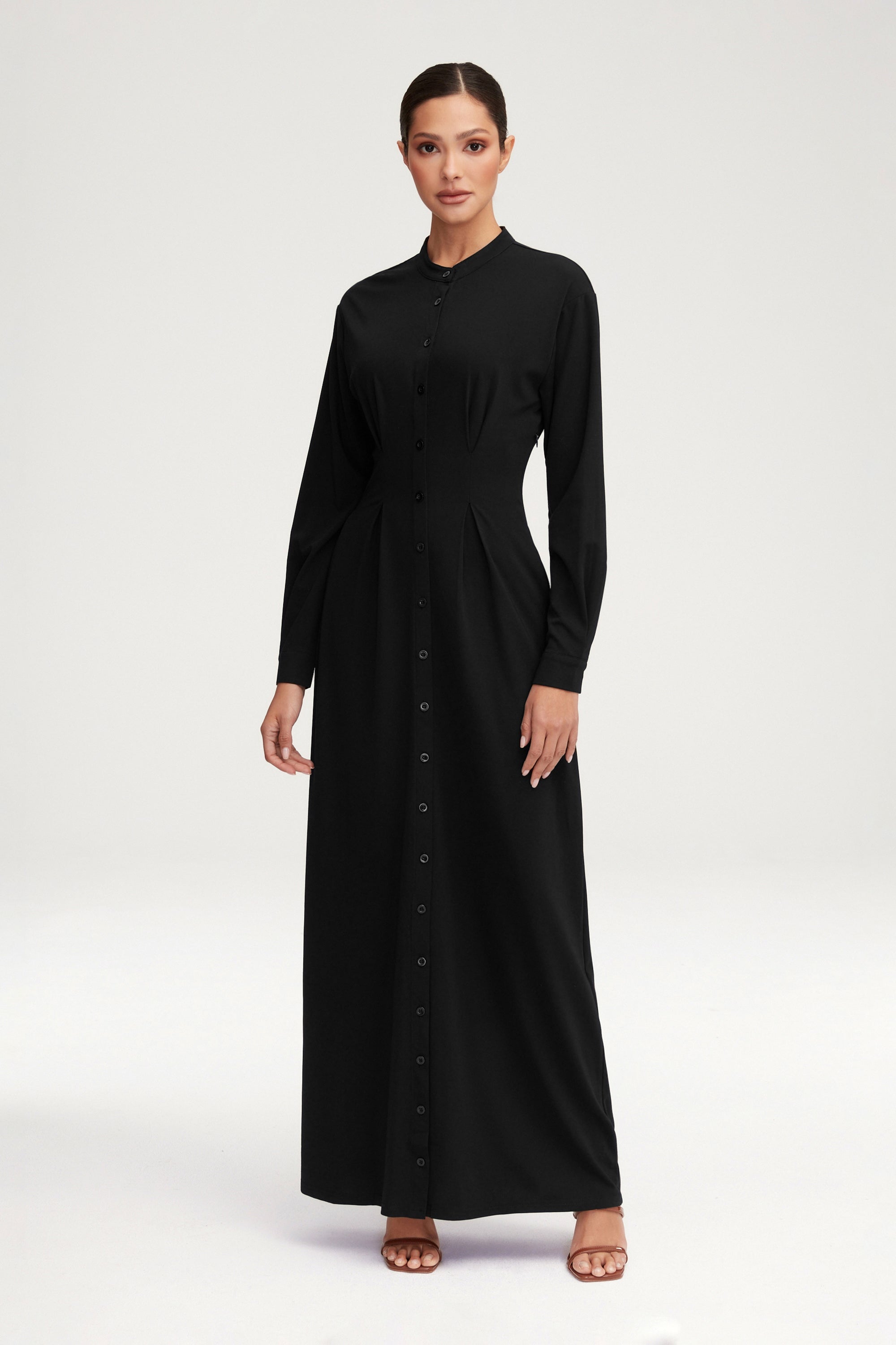 Ivy Jersey Button Down Maxi Dress - Black Clothing epschoolboard 