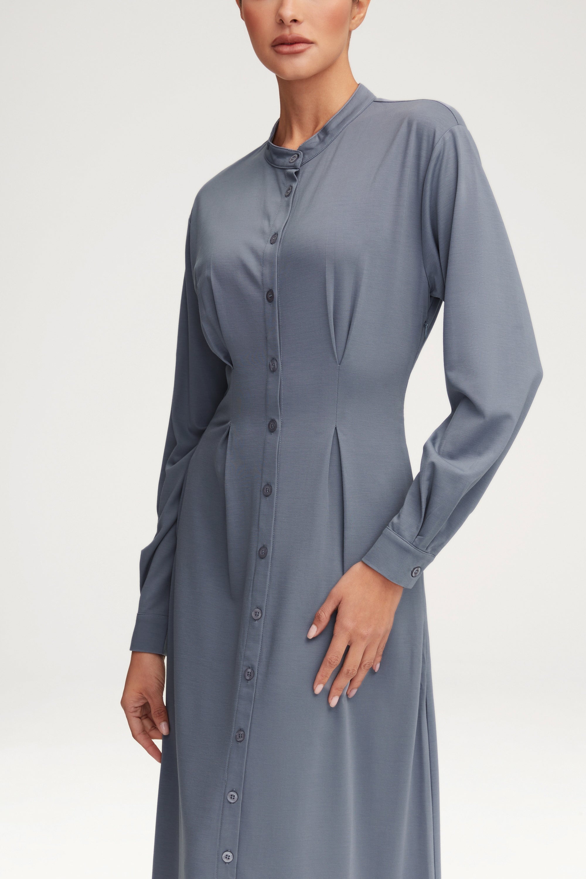 Ivy Jersey Button Down Maxi Dress - Dusk Blue Clothing epschoolboard 