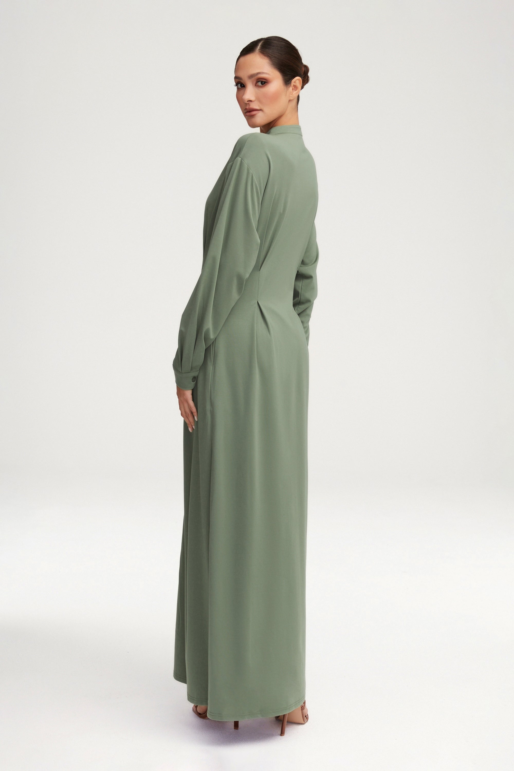 Ivy Jersey Button Down Maxi Dress - Sage Clothing Veiled 