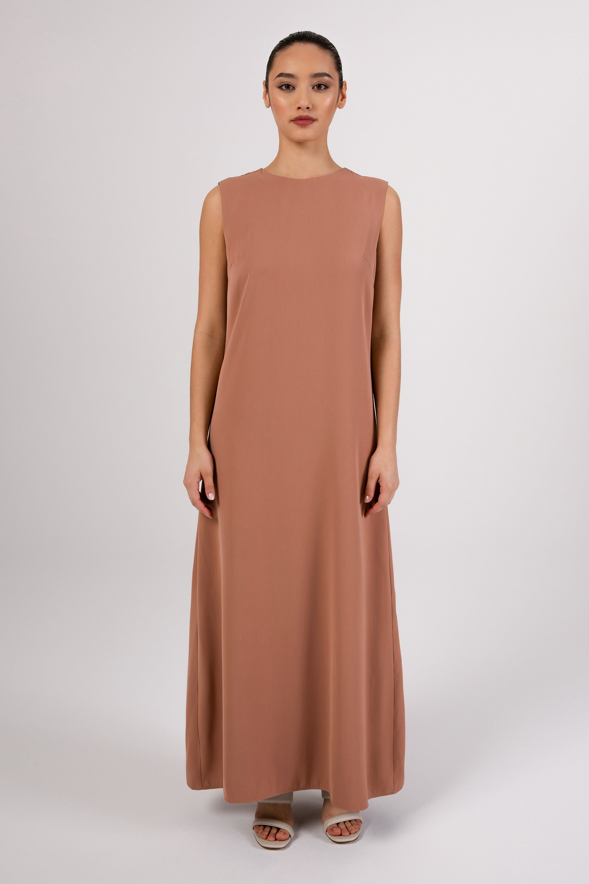 Jamila Cinched Sleeve Open Abaya and Dress Set - Desert Clay Abayas saigonodysseyhotel 