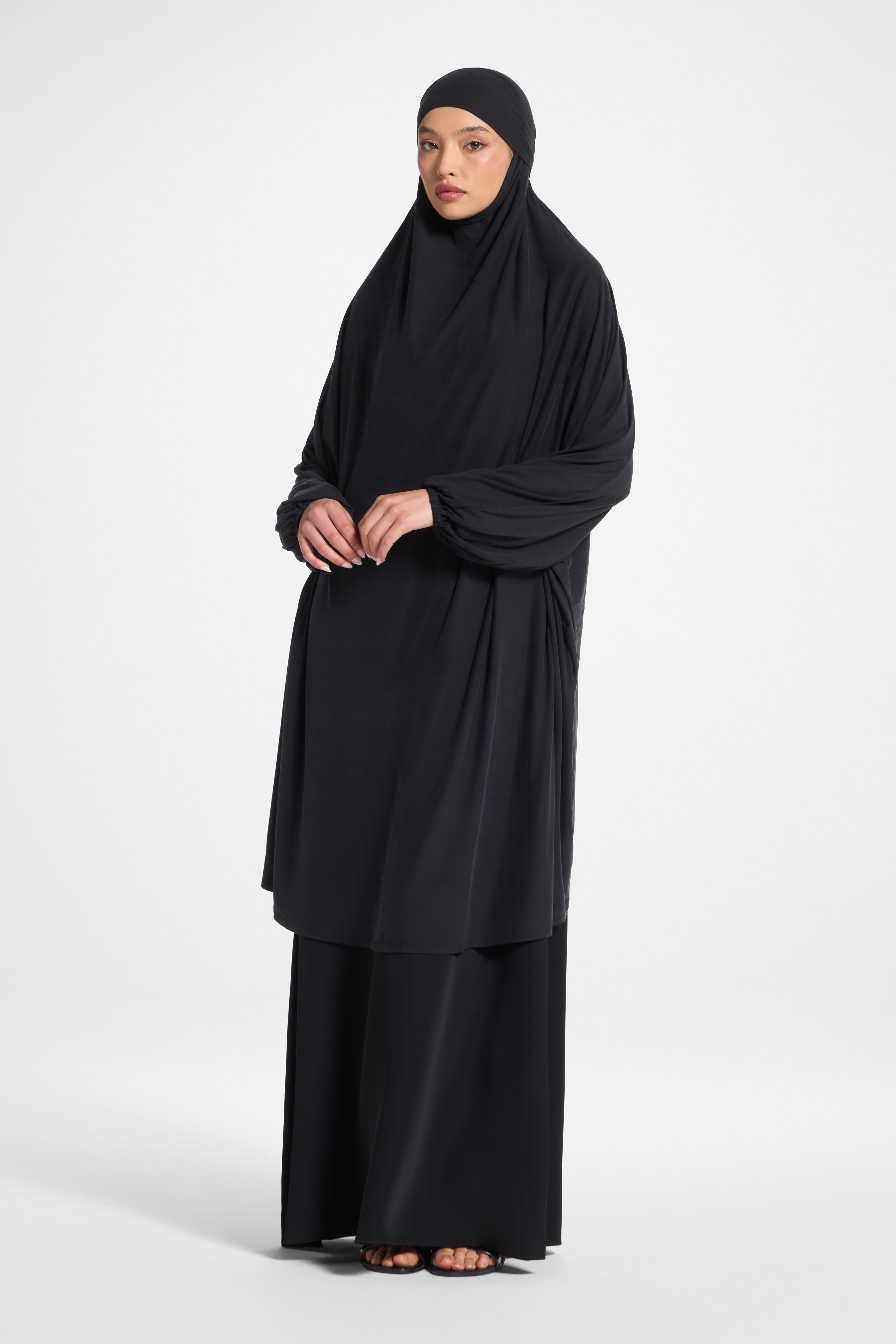 Jersey Jilbab Prayer Top - Black Abayas Veiled