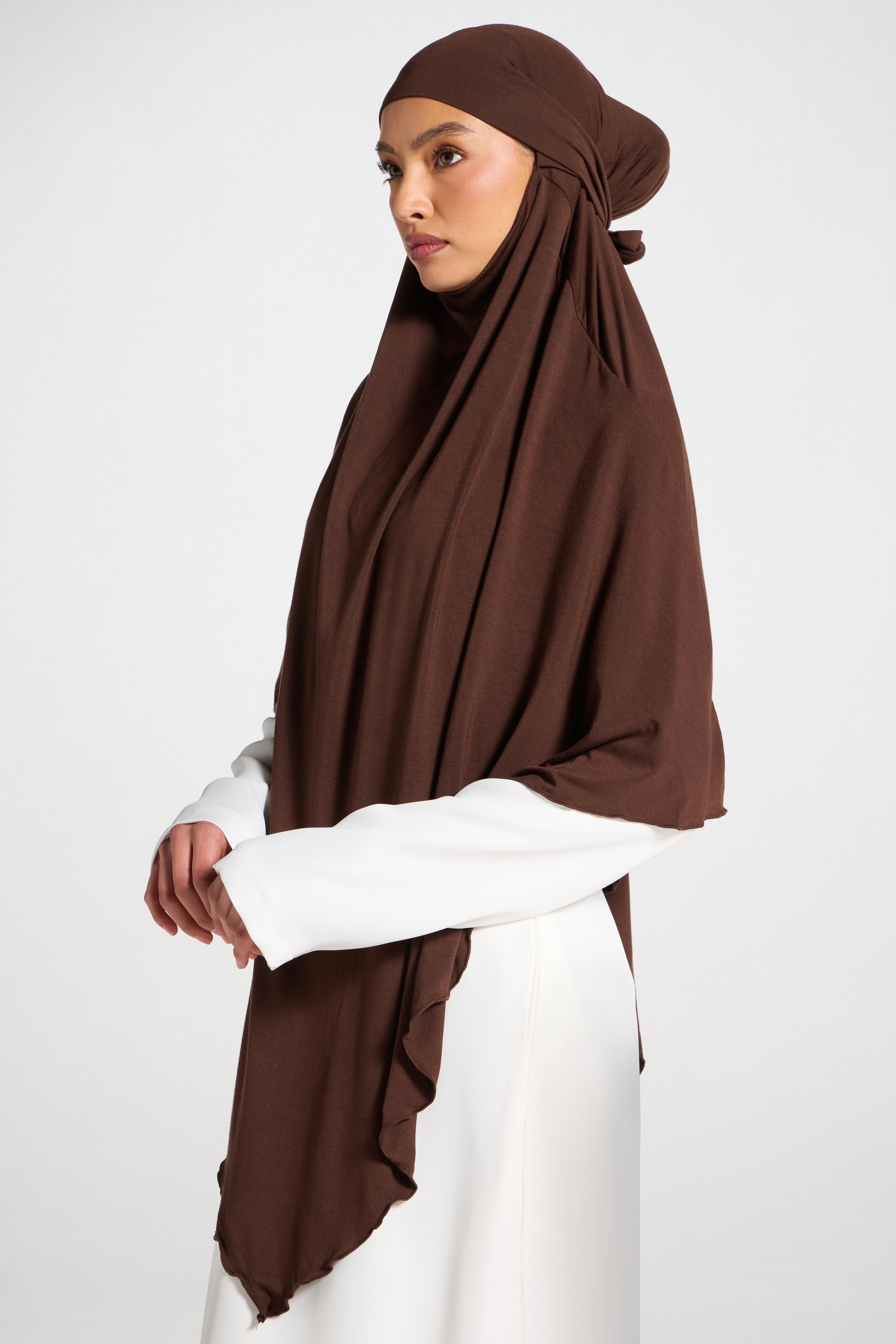 Jersey Khimar - Chocolate Hijabs Veiled