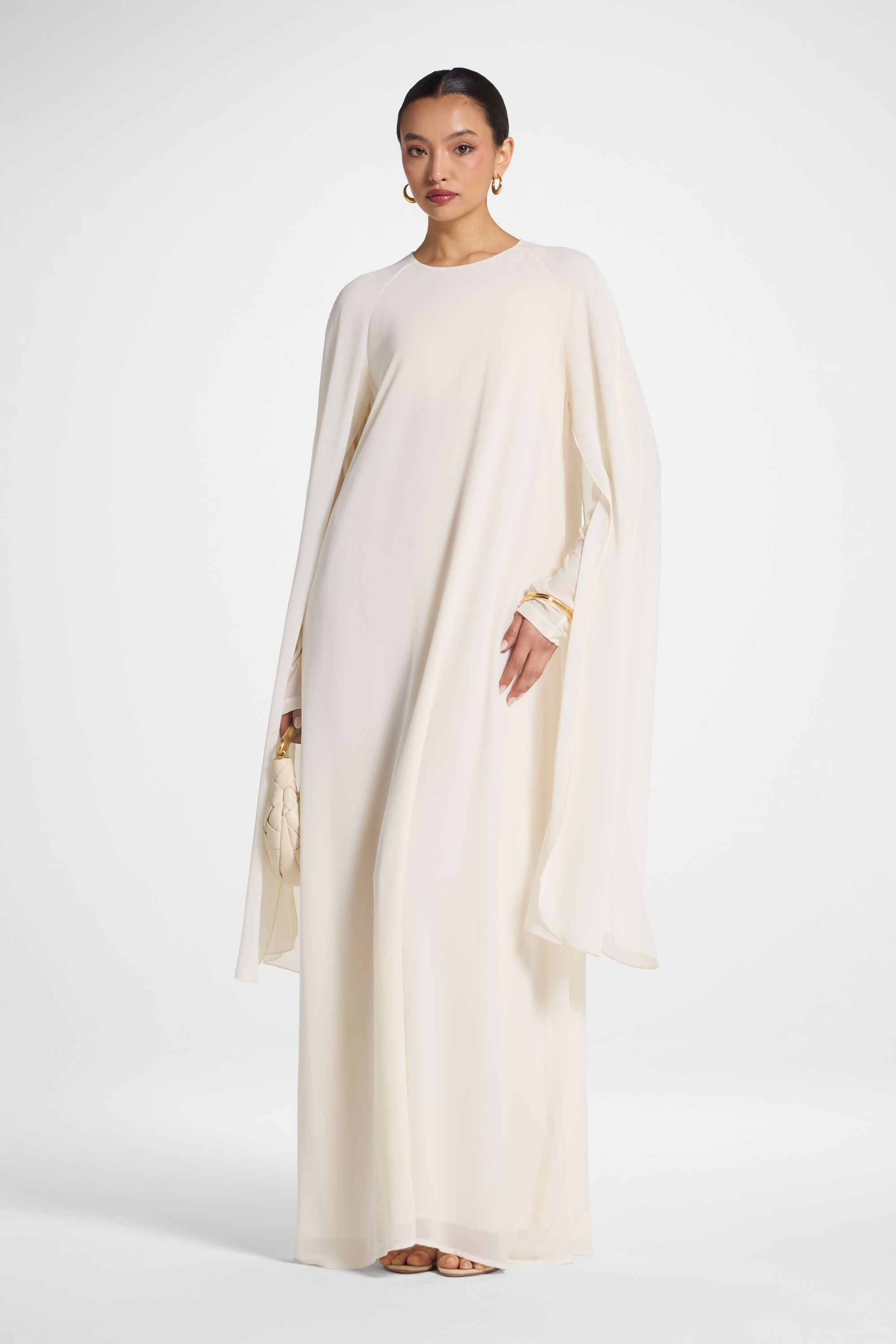 Julia Cape Maxi Dress - Off White Abayas Veiled