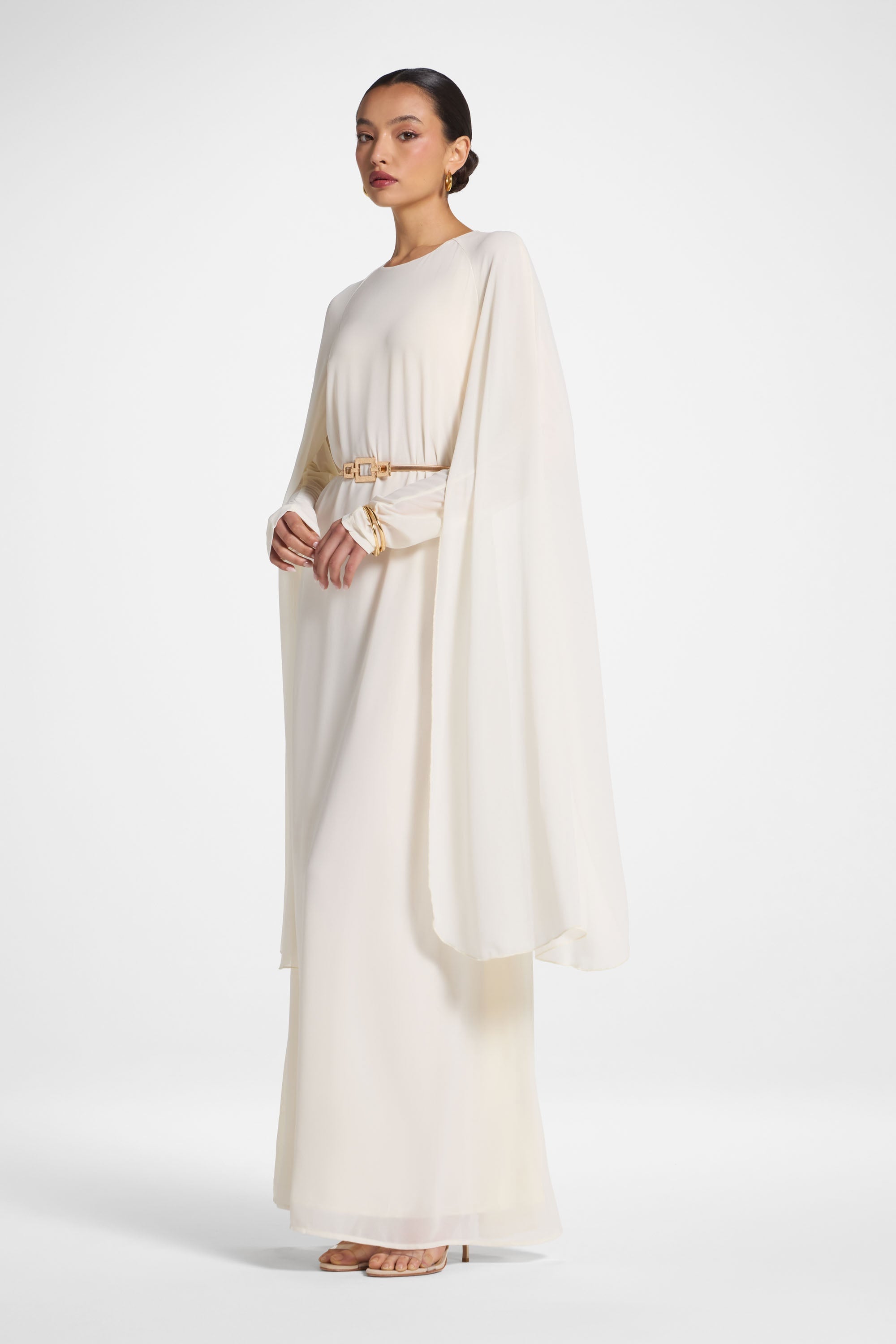Julia Cape Maxi Dress - Off White Abayas Veiled