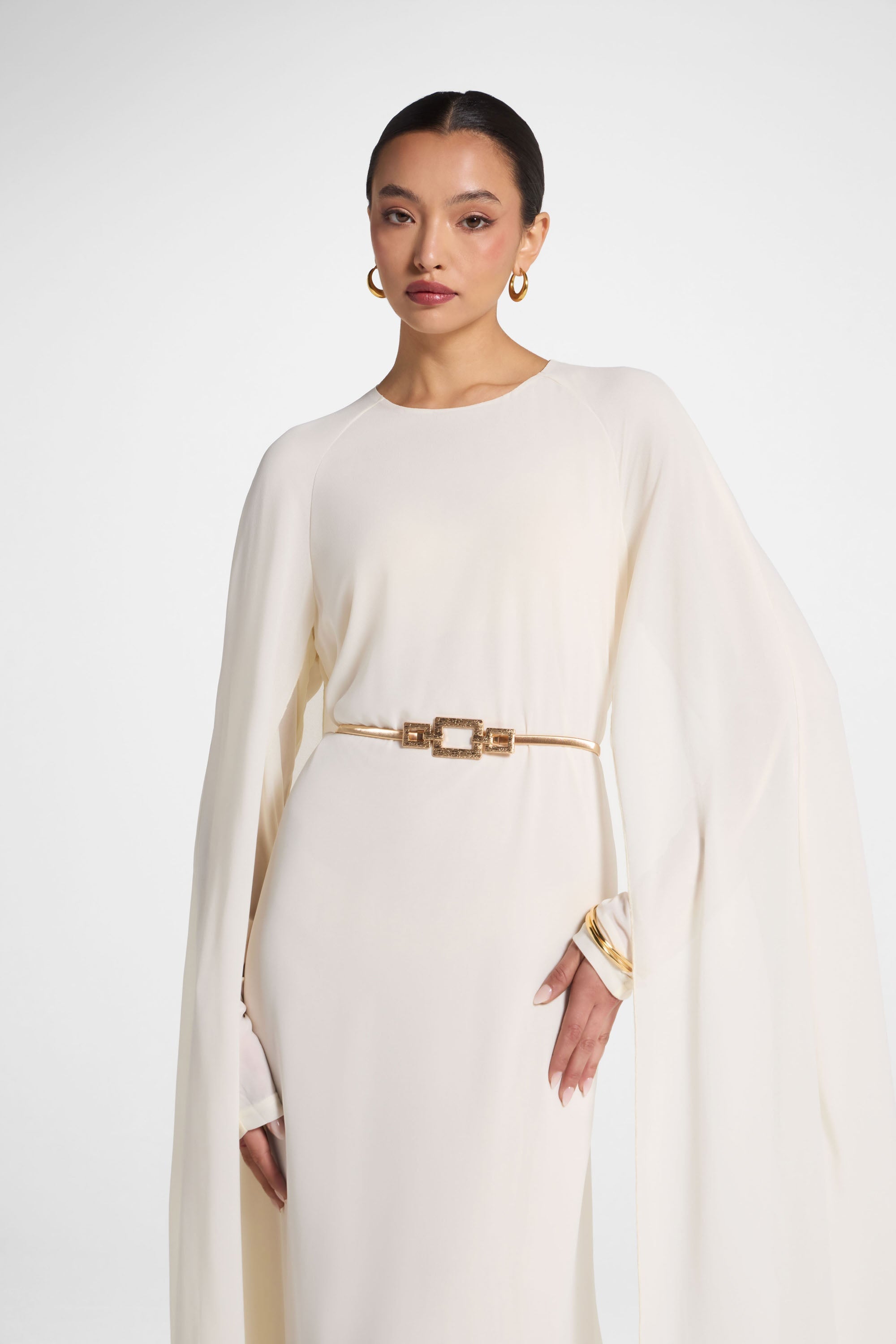 Julia Cape Maxi Dress - Off White Abayas Veiled