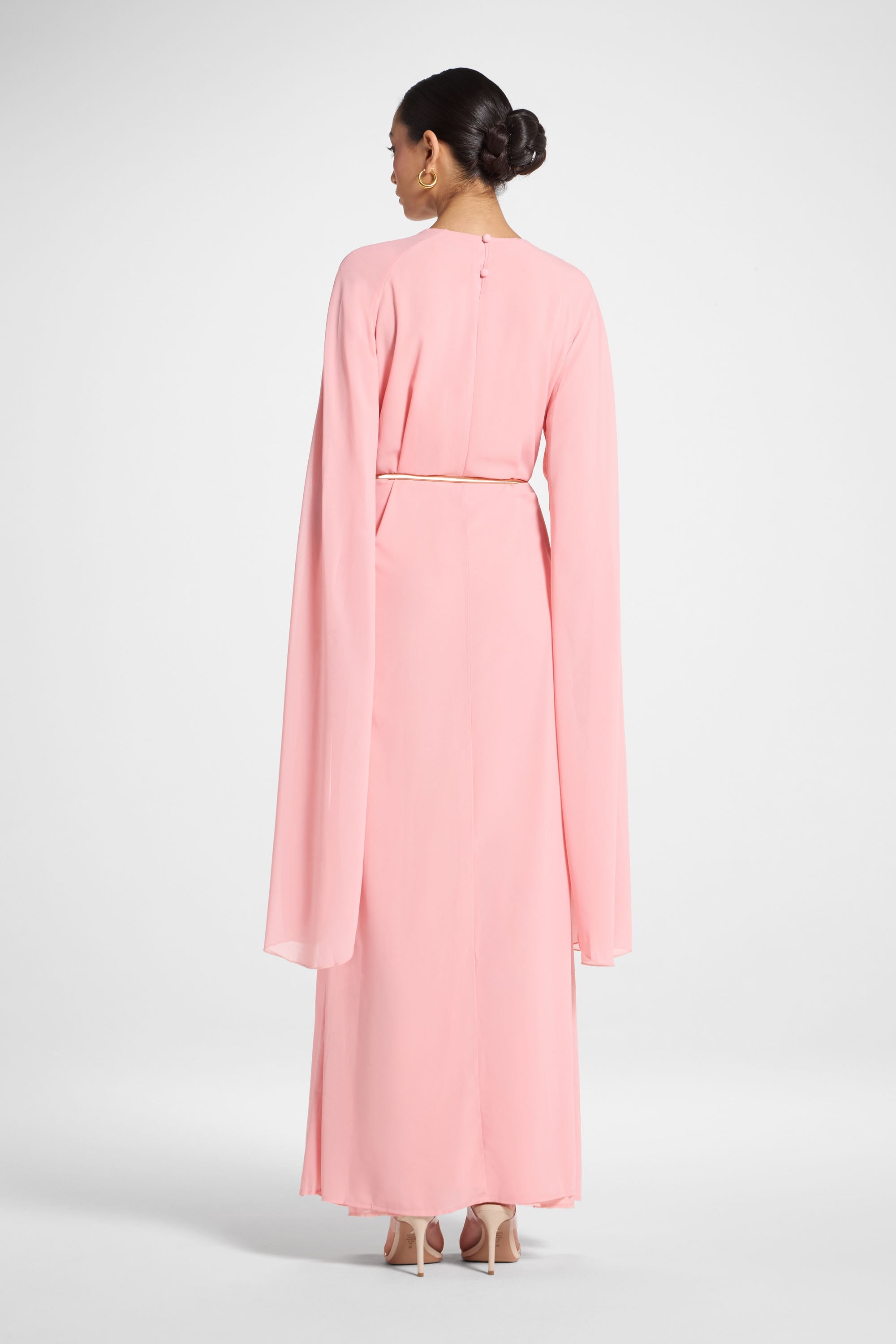 Julia Cape Maxi Dress - Pink Abayas Veiled
