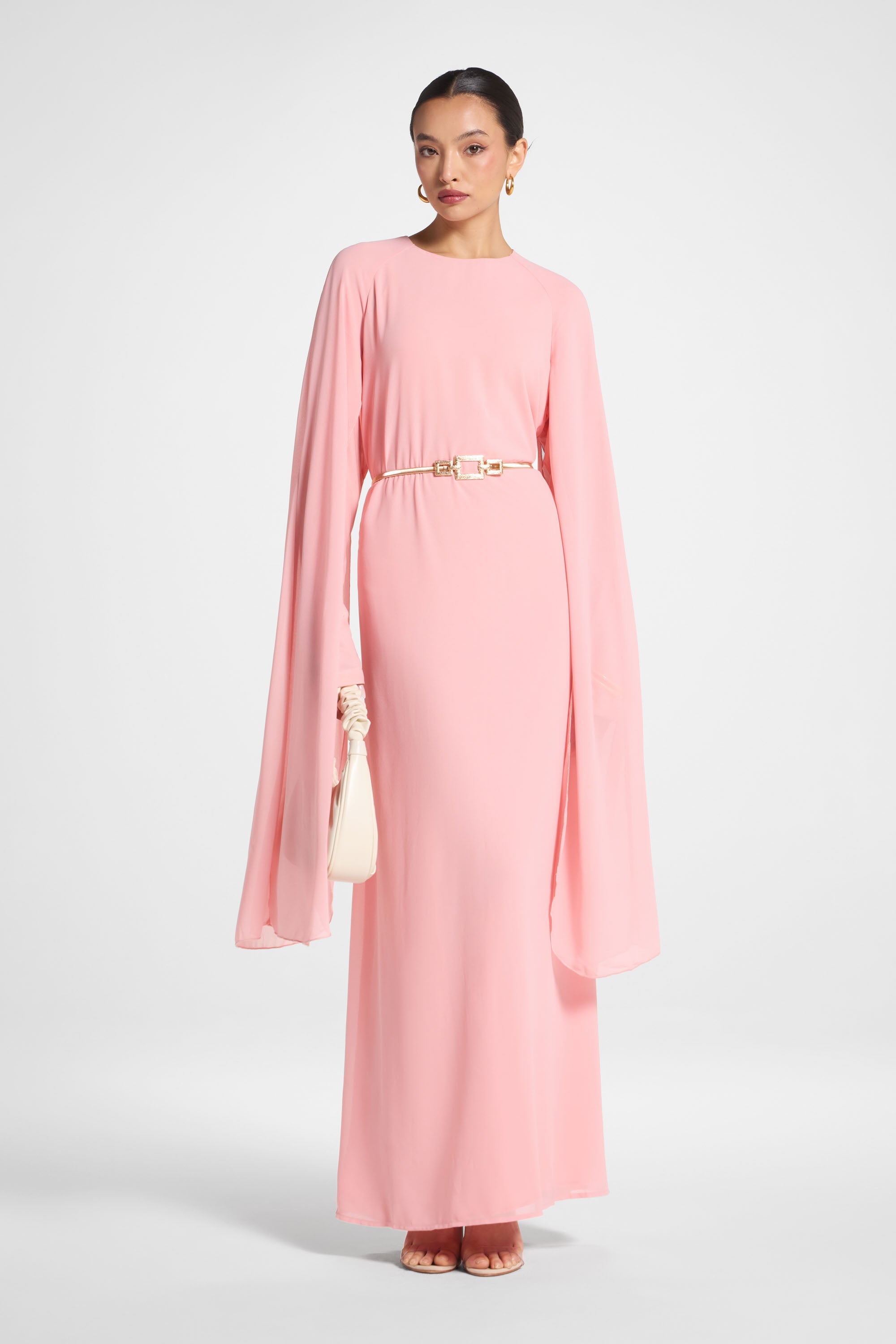 Julia Cape Maxi Dress - Pink Abayas Veiled