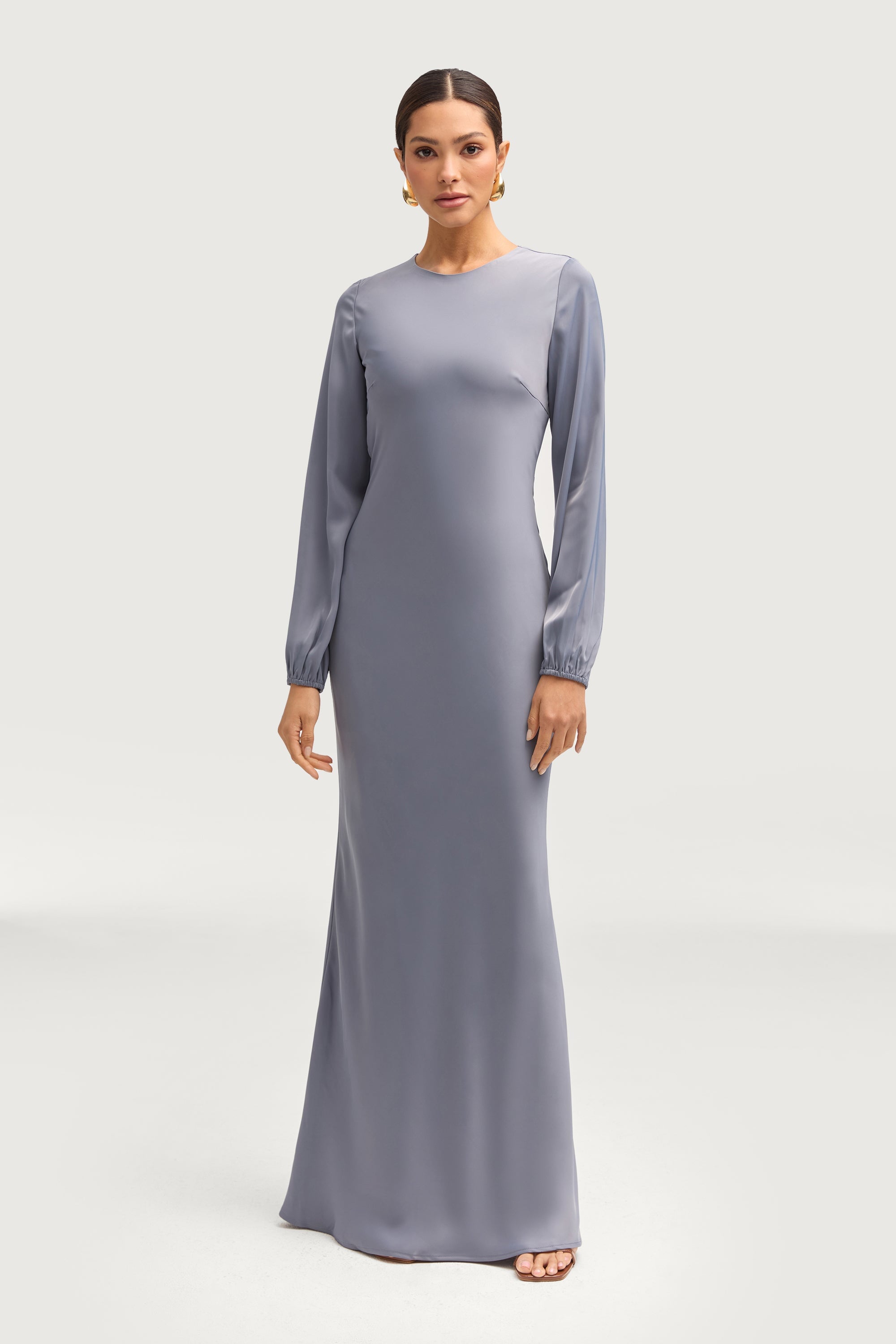 Blue grey maxi dress best sale