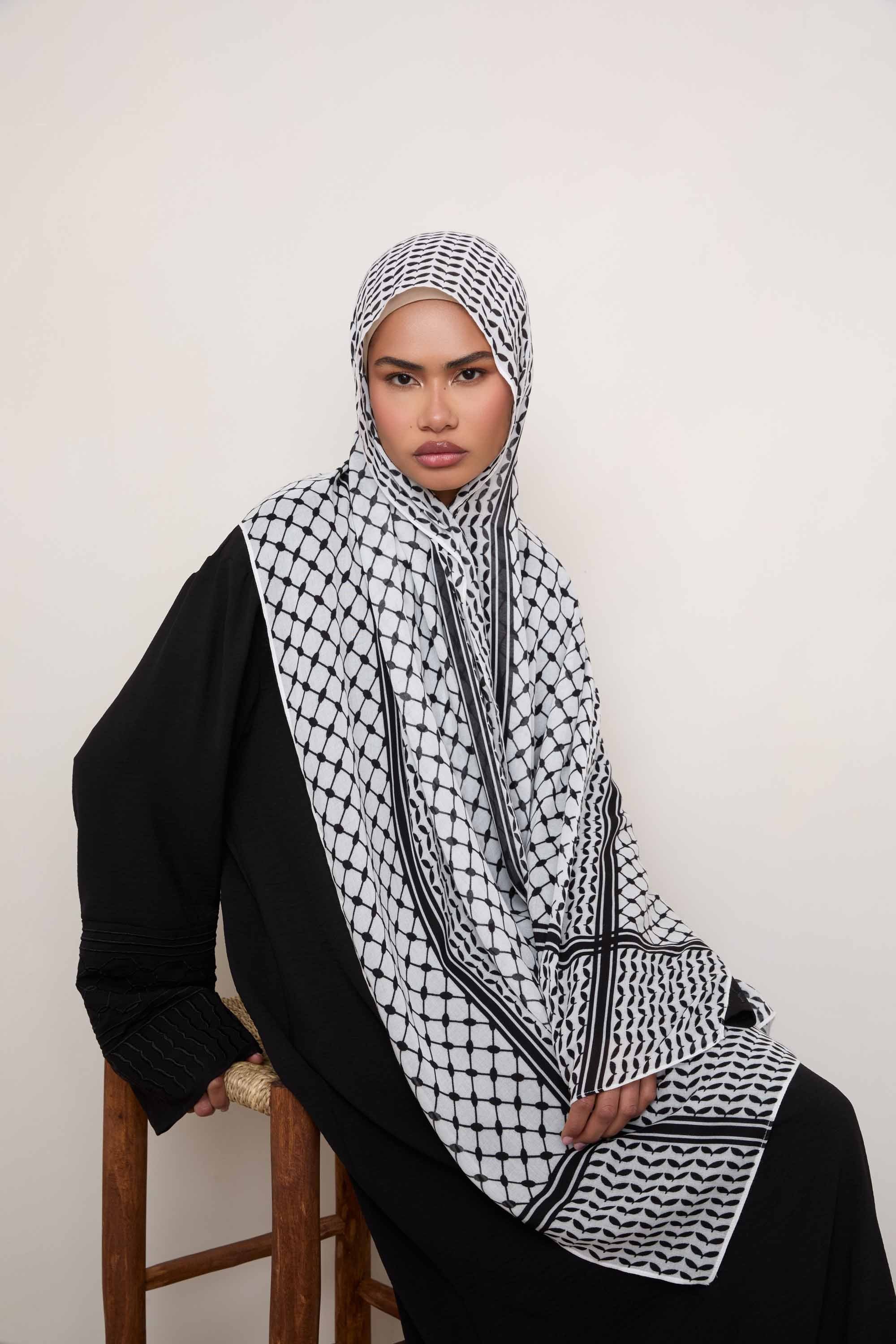 Keffiyeh Modal Hijab - Black Hijabs Veiled