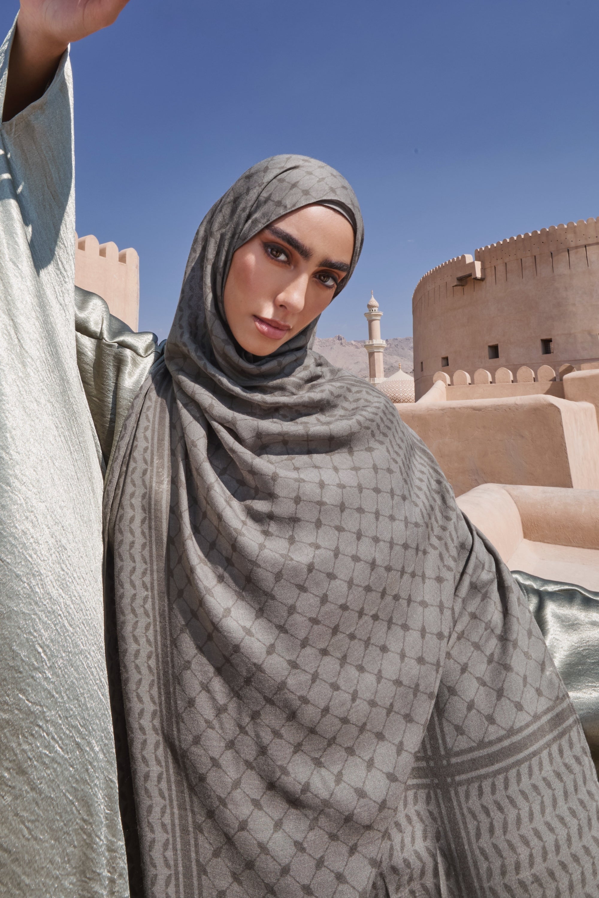 Keffiyeh Modal Hijab - Olive Night Hijabs Veiled