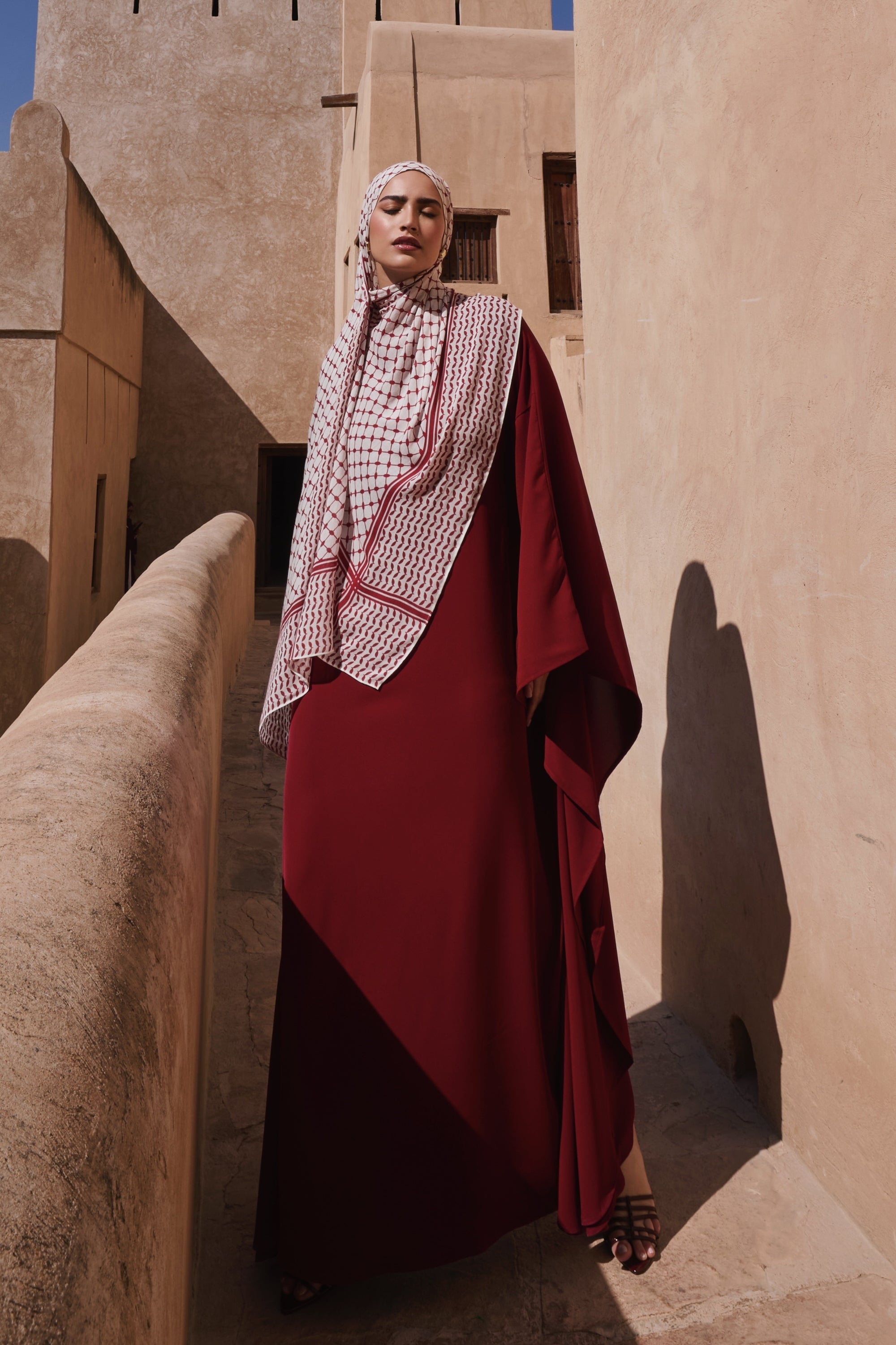 Keffiyeh Modal Hijab - Sumac Red Hijabs Veiled