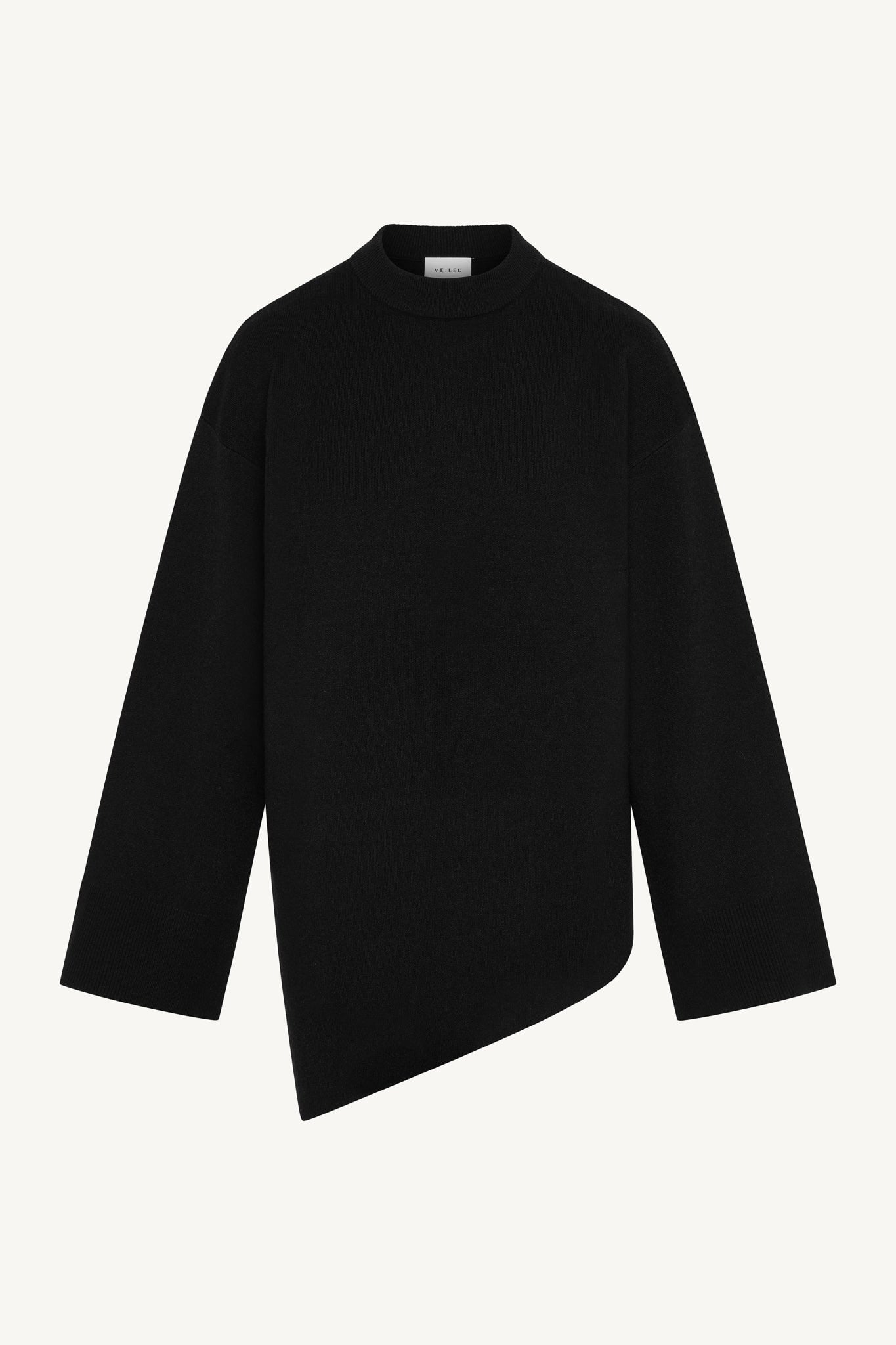 Kehlani Asymmetric Knit Top - Black Abayas Veiled