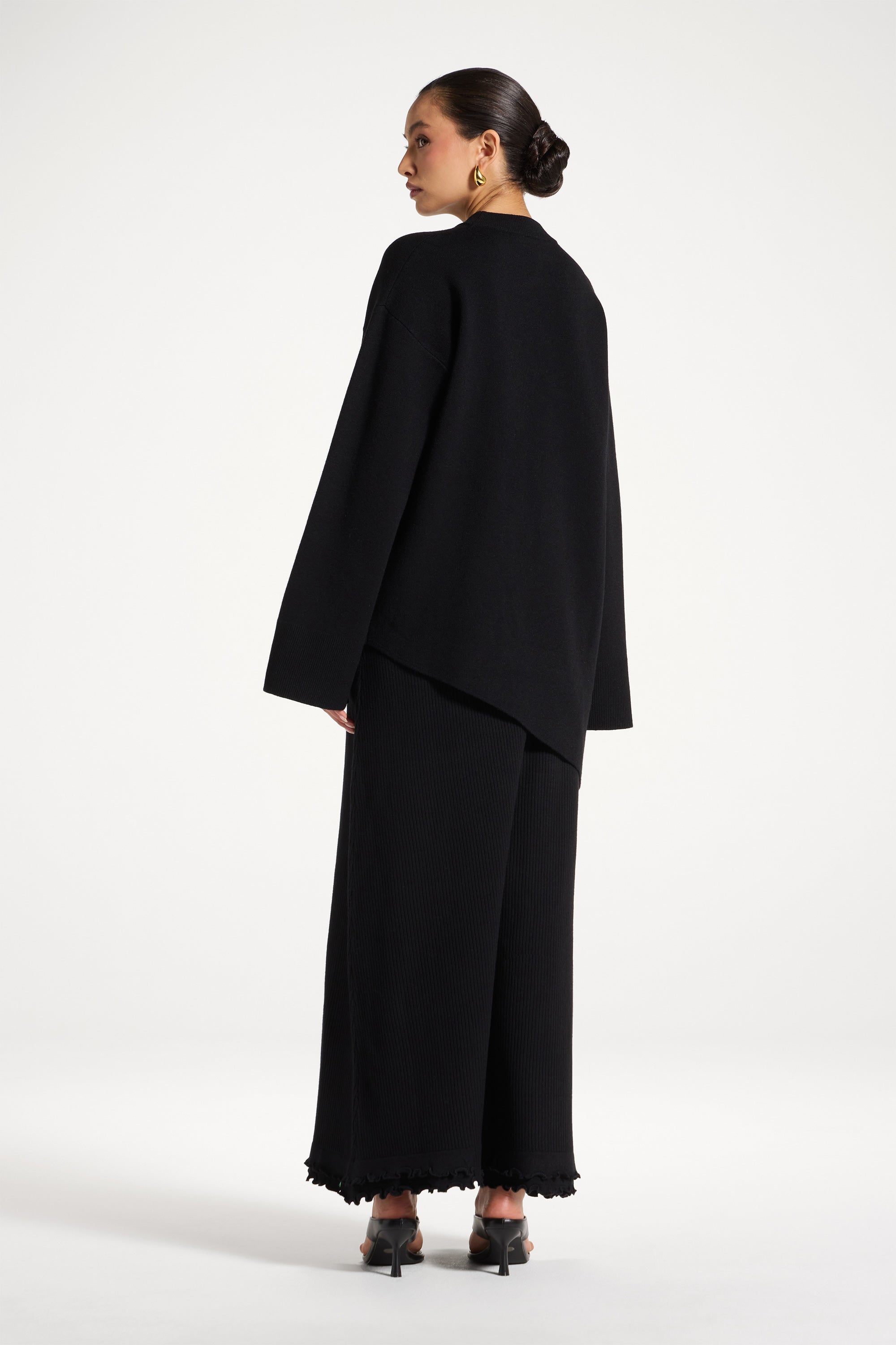 Kehlani Asymmetric Knit Top - Black Abayas Veiled
