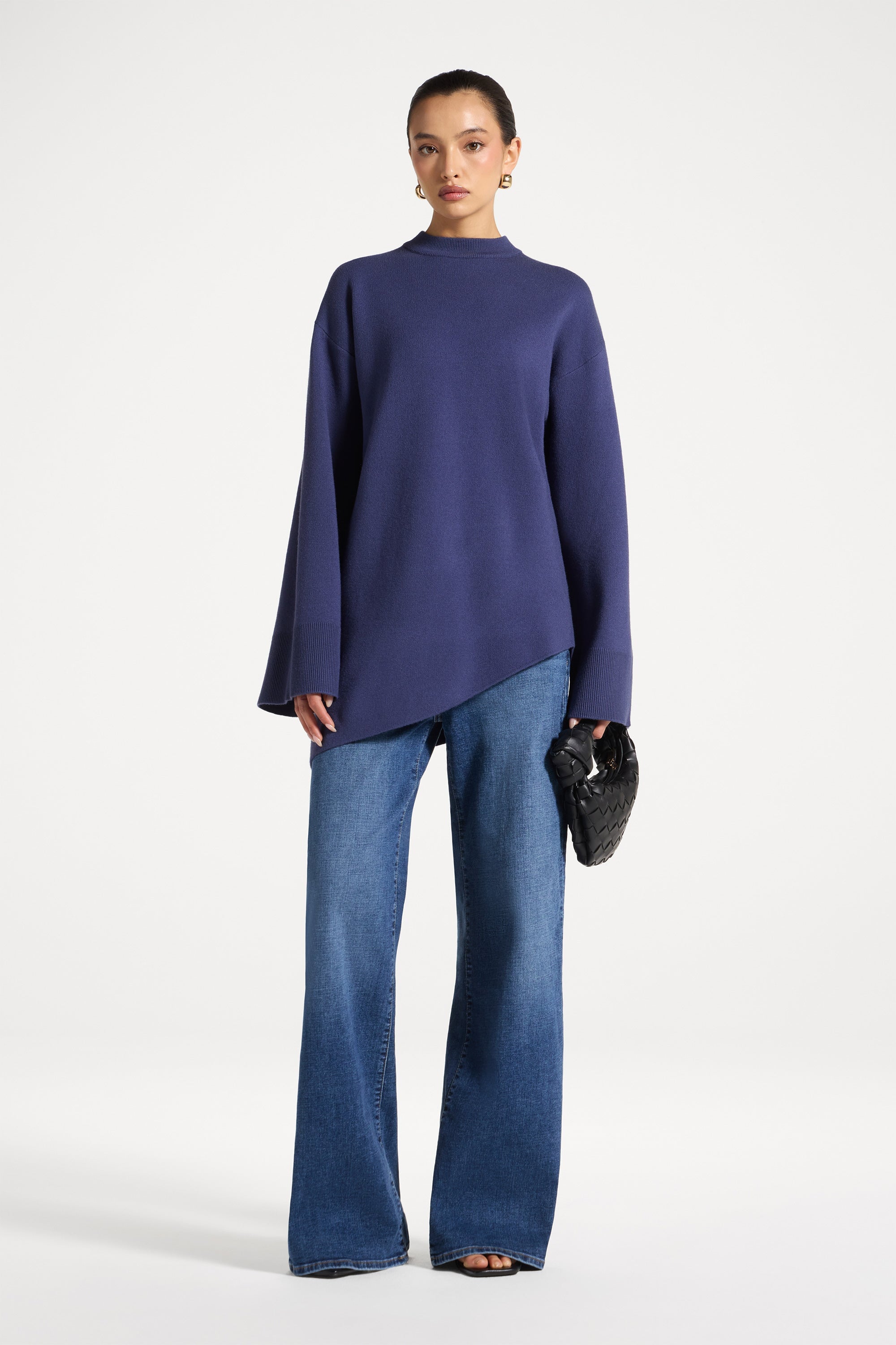 Kehlani Asymmetric Knit Top - Dusk Blue Abayas Veiled