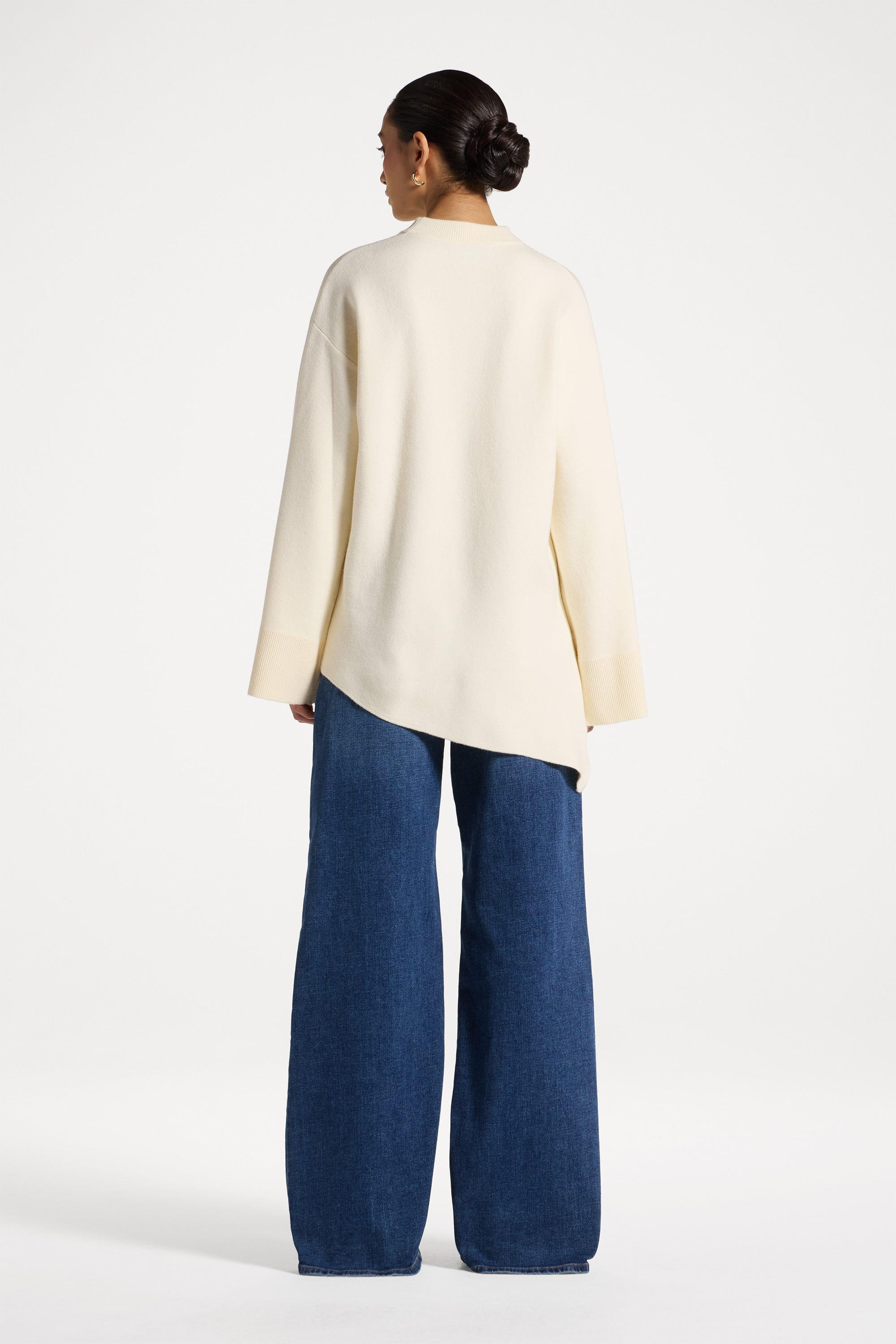 Kehlani Asymmetric Knit Top - Vanilla Abayas Veiled