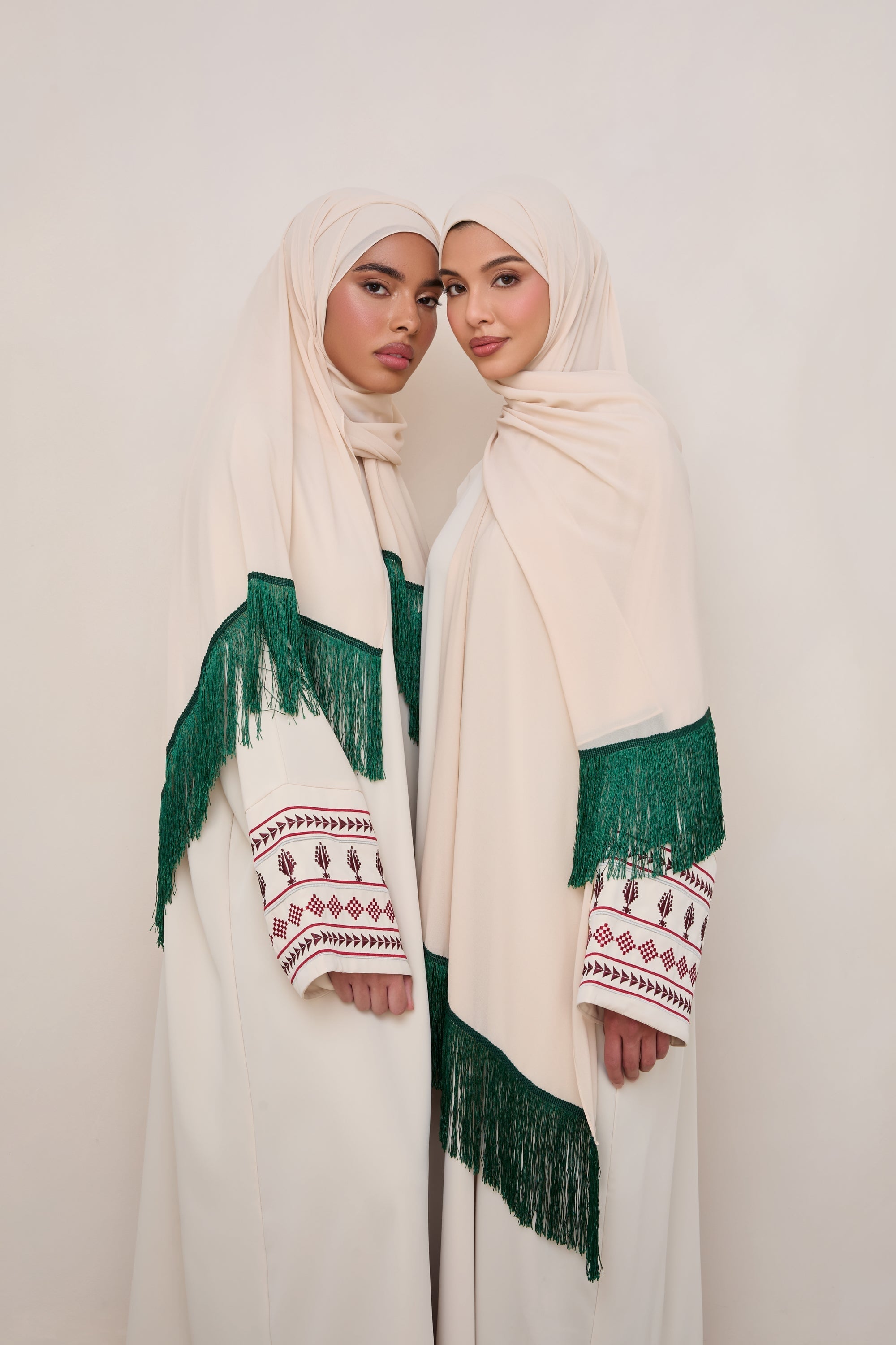 Khirka Chiffon Hijab - Emerald Tassels Hijabs Veiled