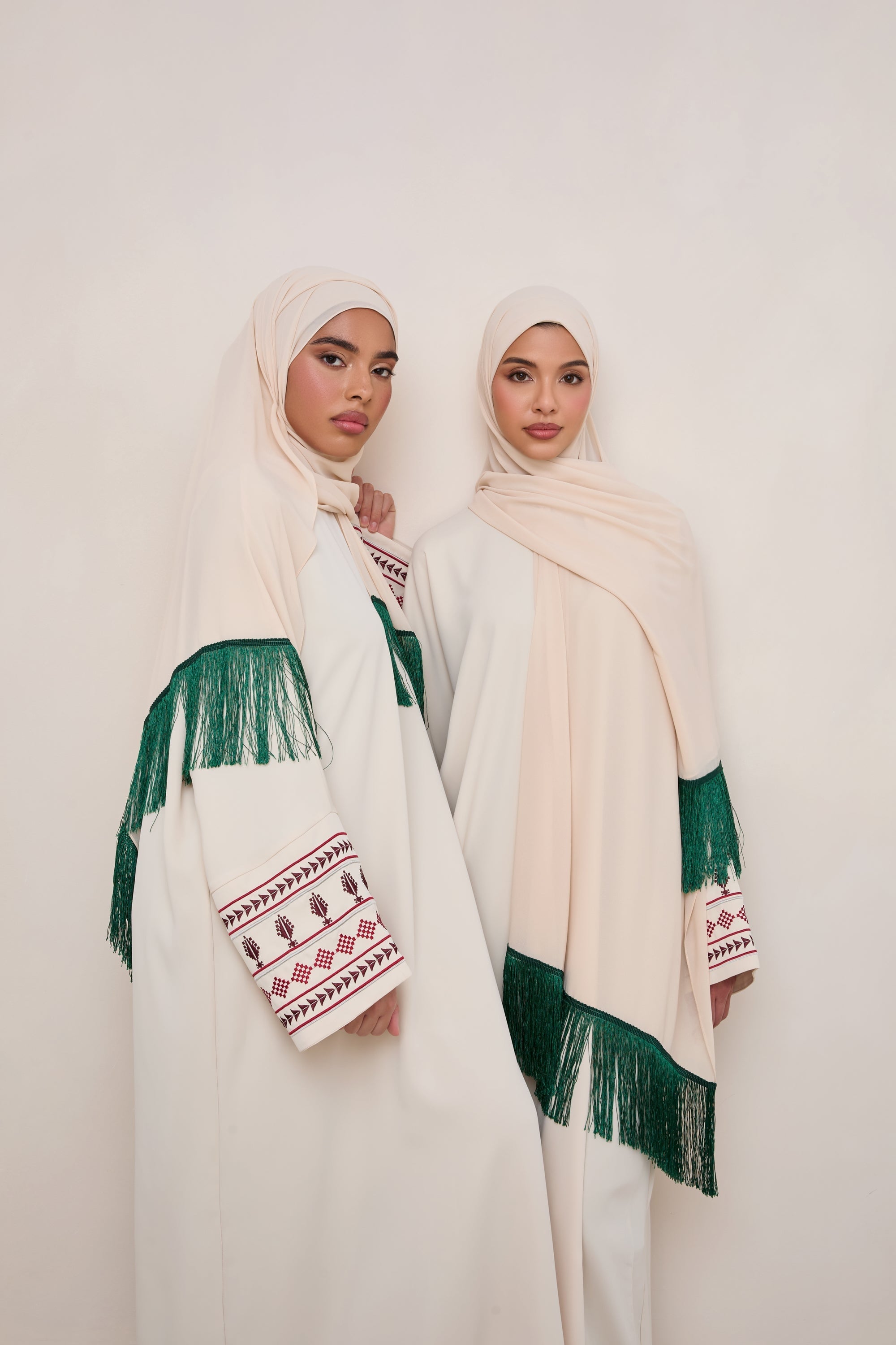 Khirka Chiffon Hijab - Emerald Tassels Hijabs Veiled