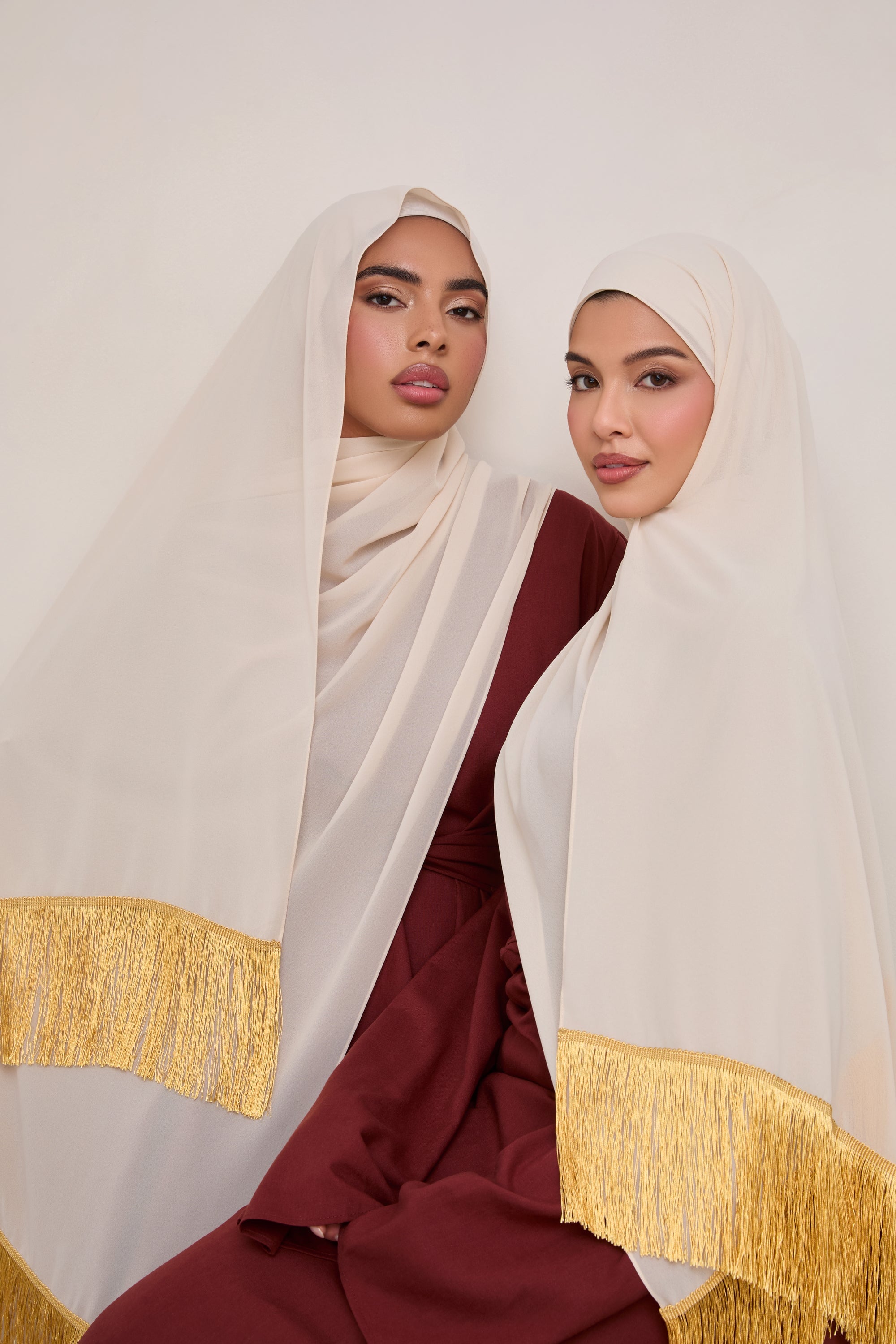 Khirka Chiffon Hijab - Gold Tassels Hijabs Veiled