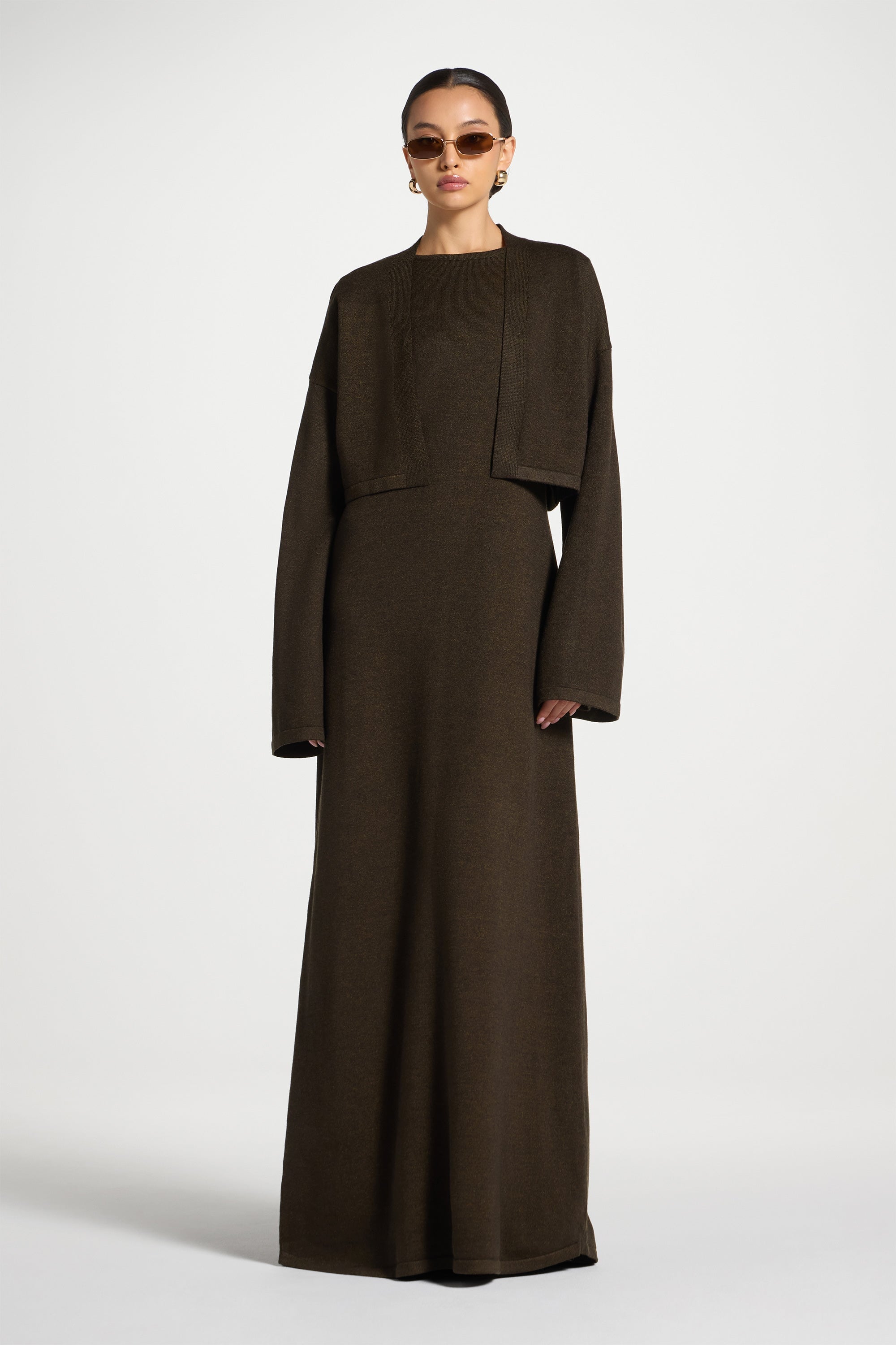 Knit Cardigan & Maxi Dress Set - Black Forest