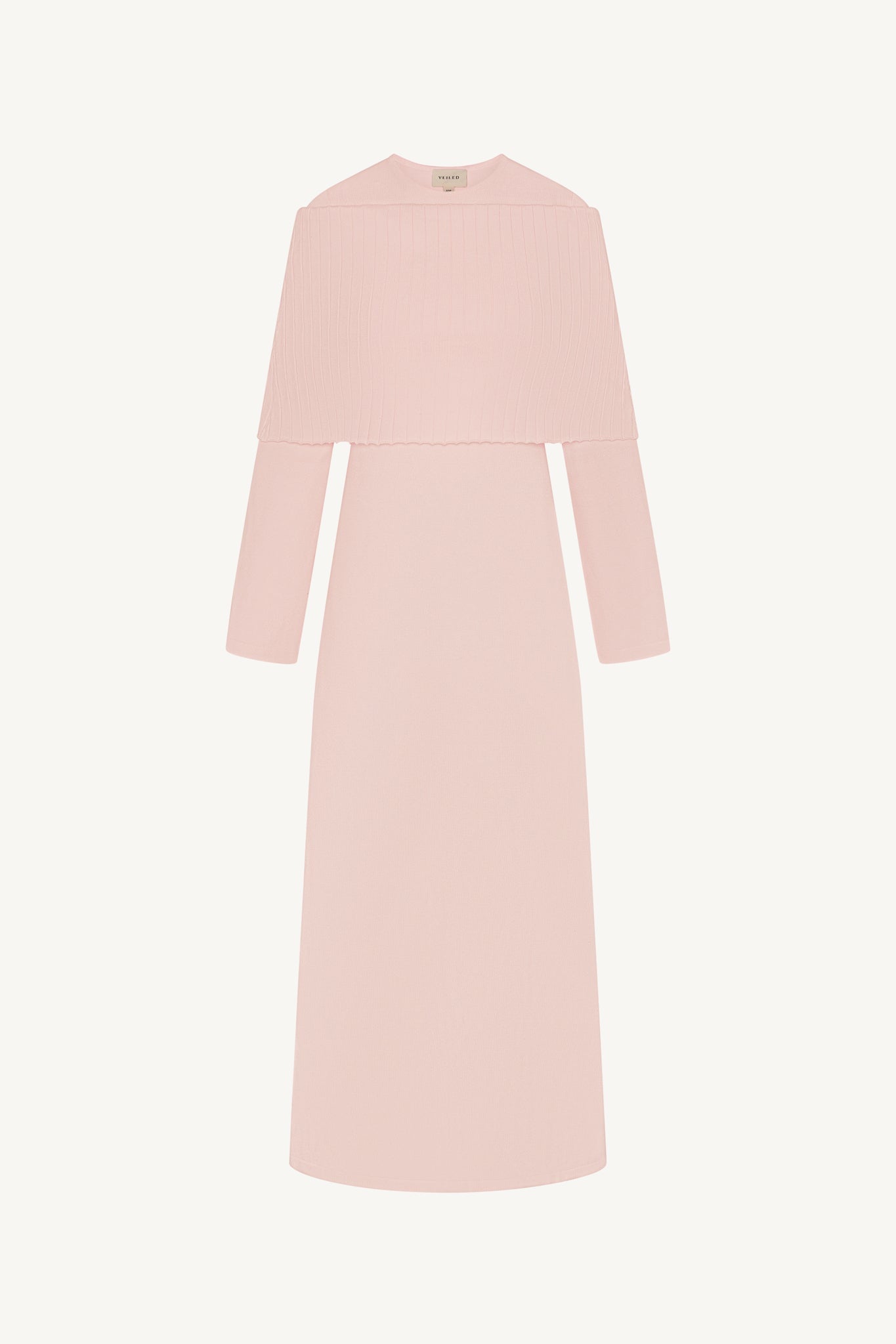 Knit Drape Maxi Dress - Baby Pink Abayas Veiled