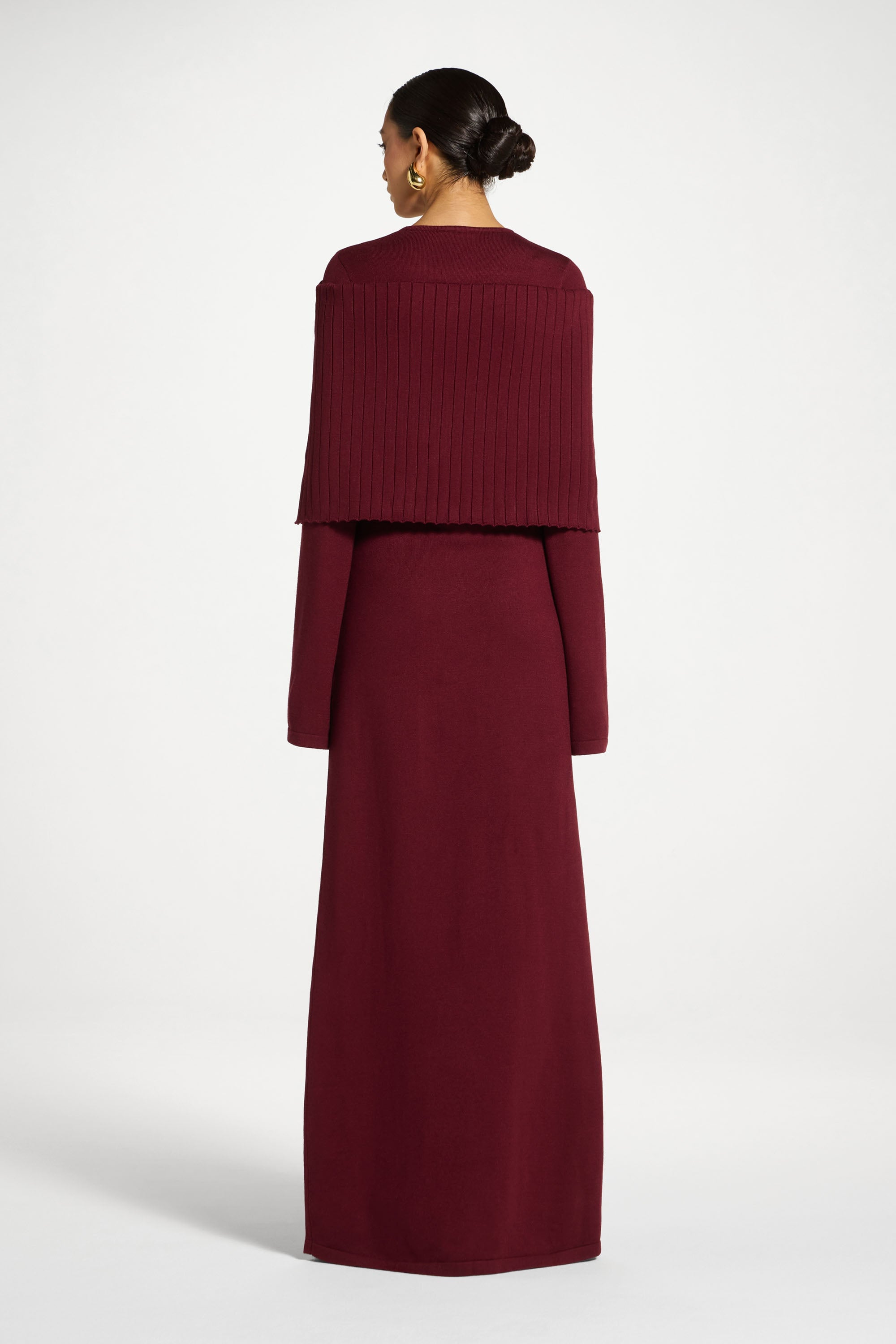 Knit Drape Maxi Dress - Cherry Lacquer Abayas Veiled