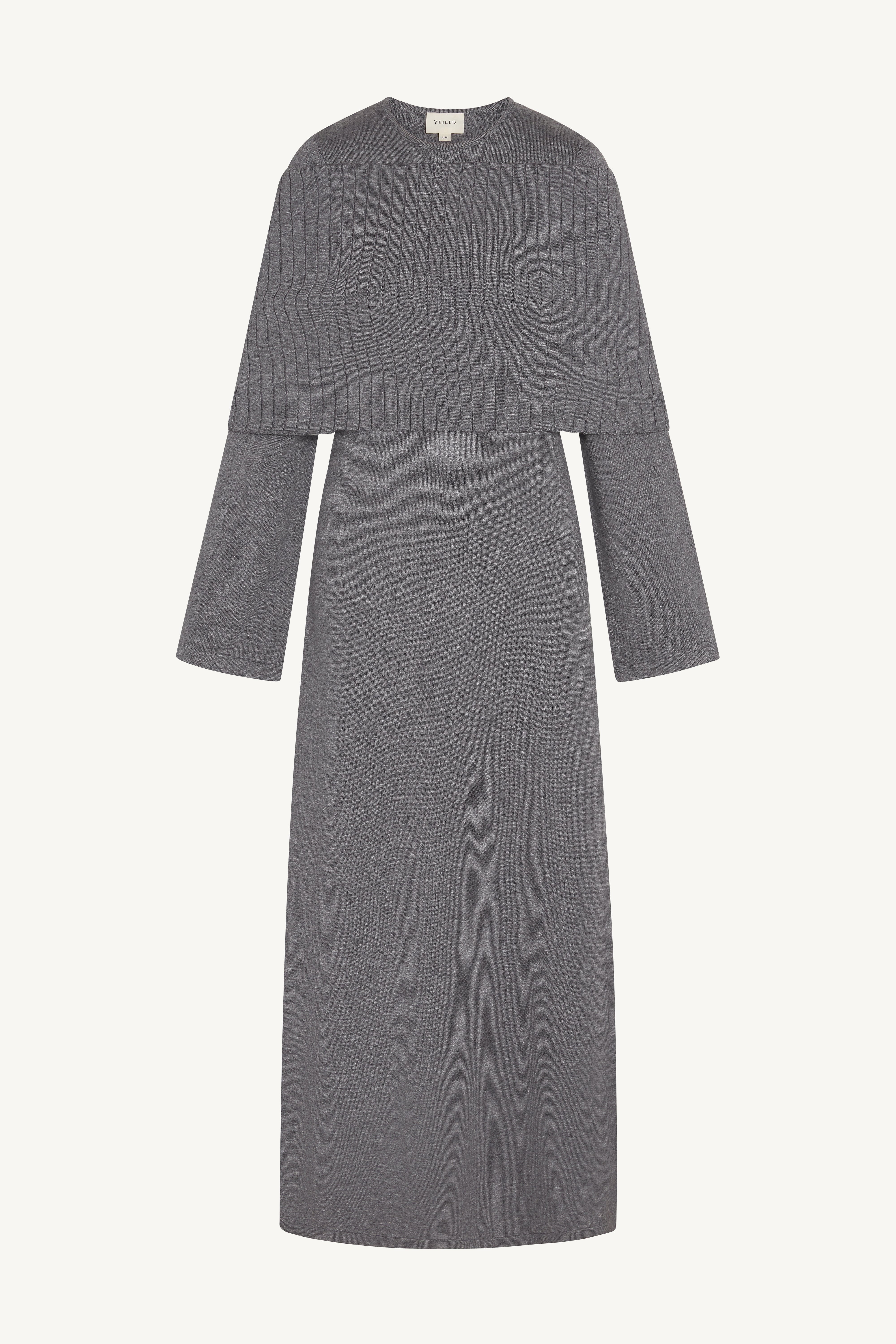 Knit Drape Maxi Dress - Heather Grey Abayas Veiled