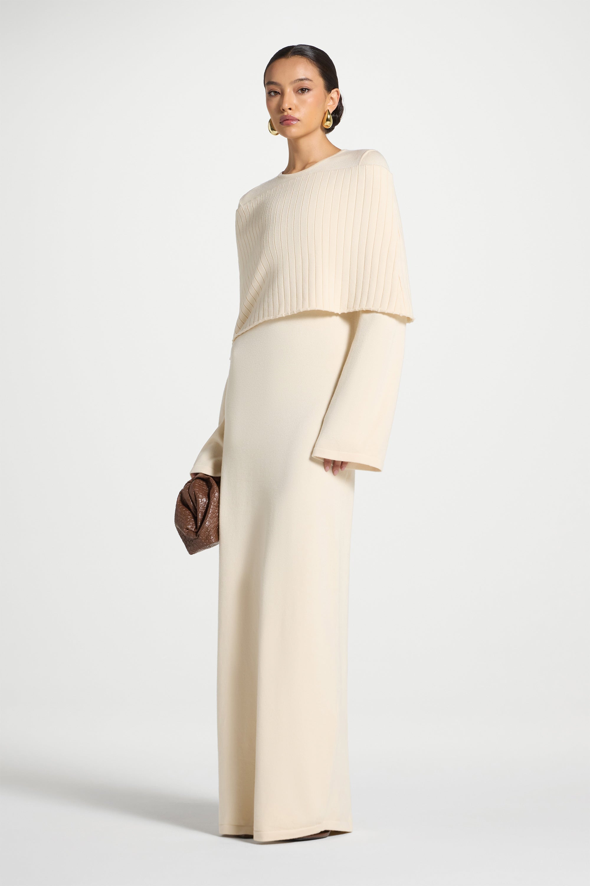 Knit Drape Maxi Dress - Moonlight Abayas Veiled