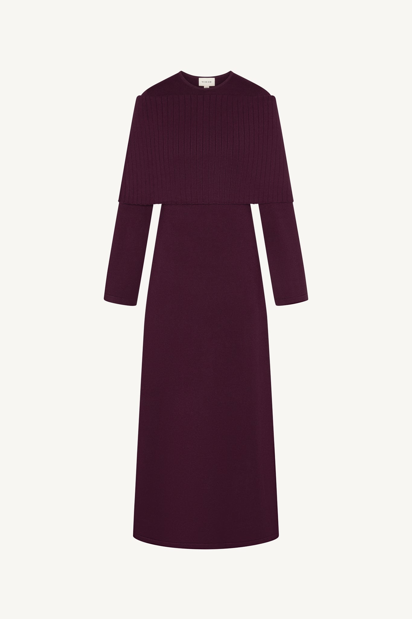 Knit Drape Maxi Dress - Plum Abayas Veiled