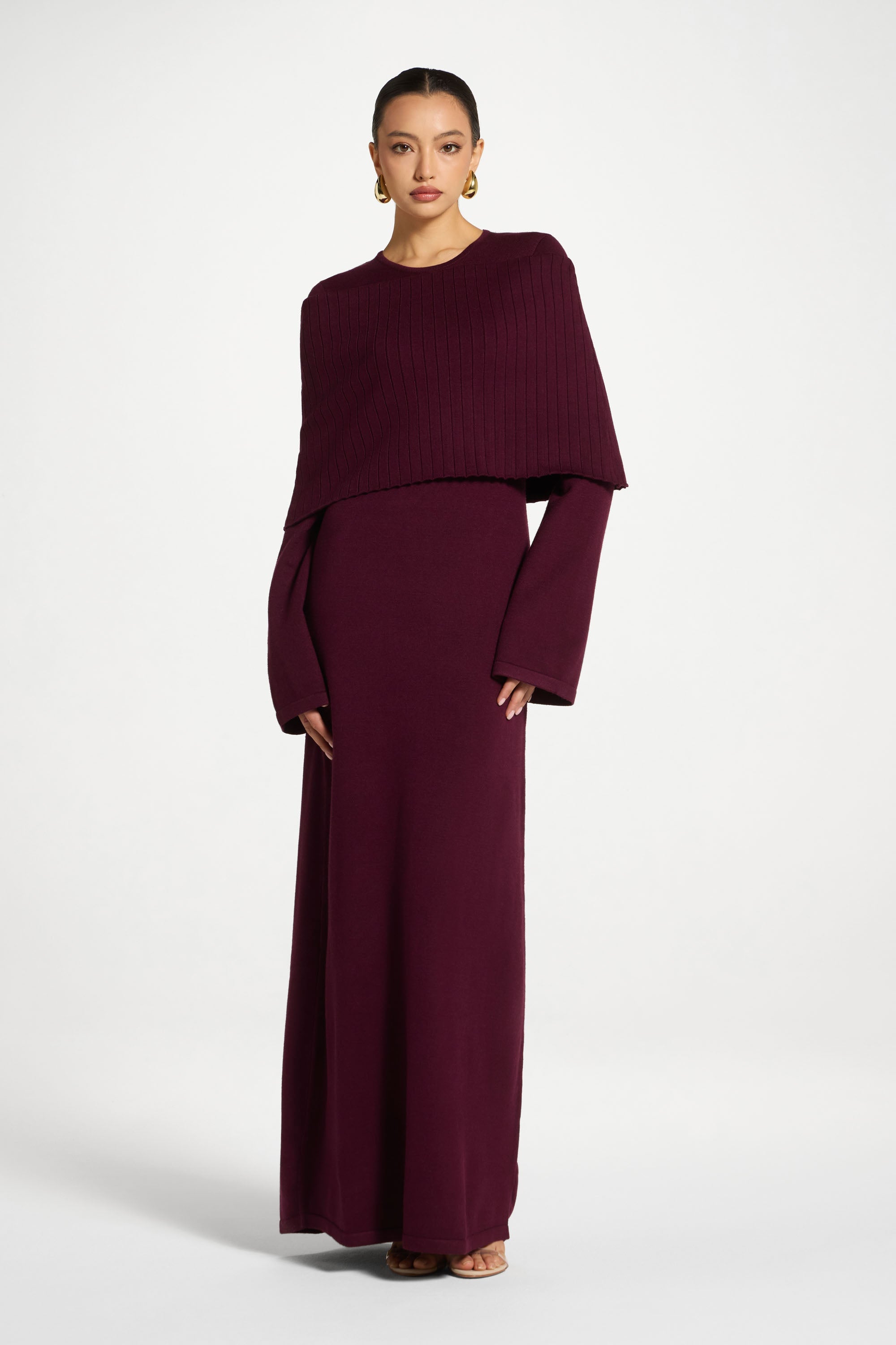 Knit Drape Maxi Dress - Plum L / 54" Knit Drape Maxi Dress - Plum L / 54"