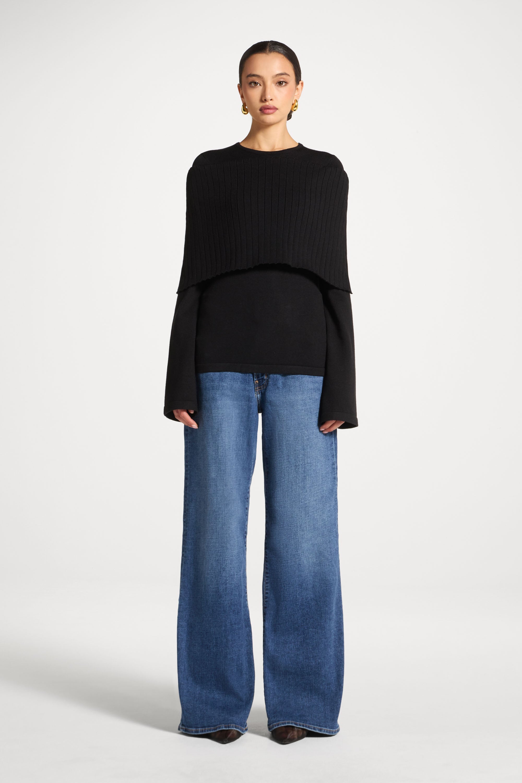 Knit Drape Top - Black Abayas Veiled