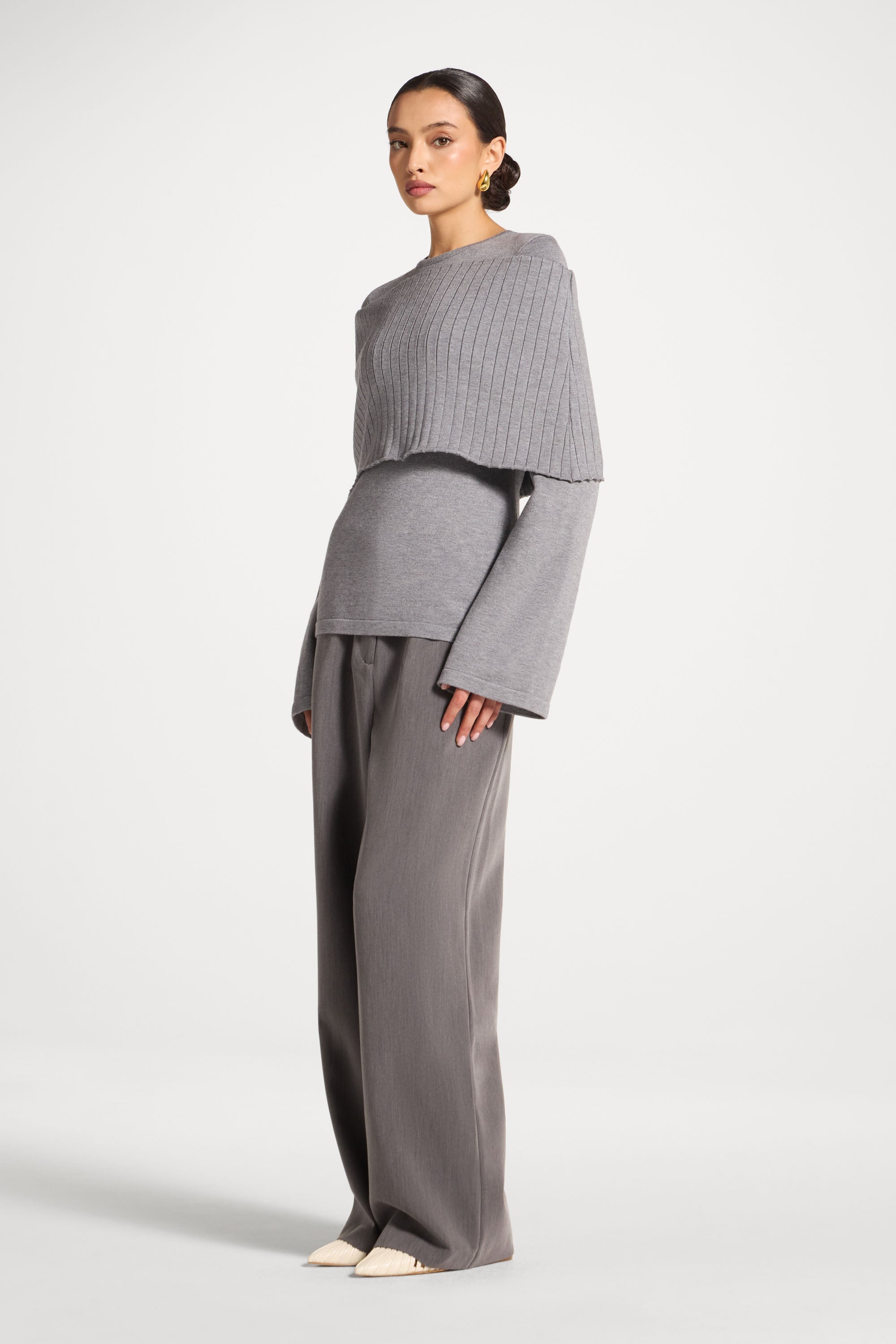 Knit Drape Top - Heather Grey Abayas Veiled