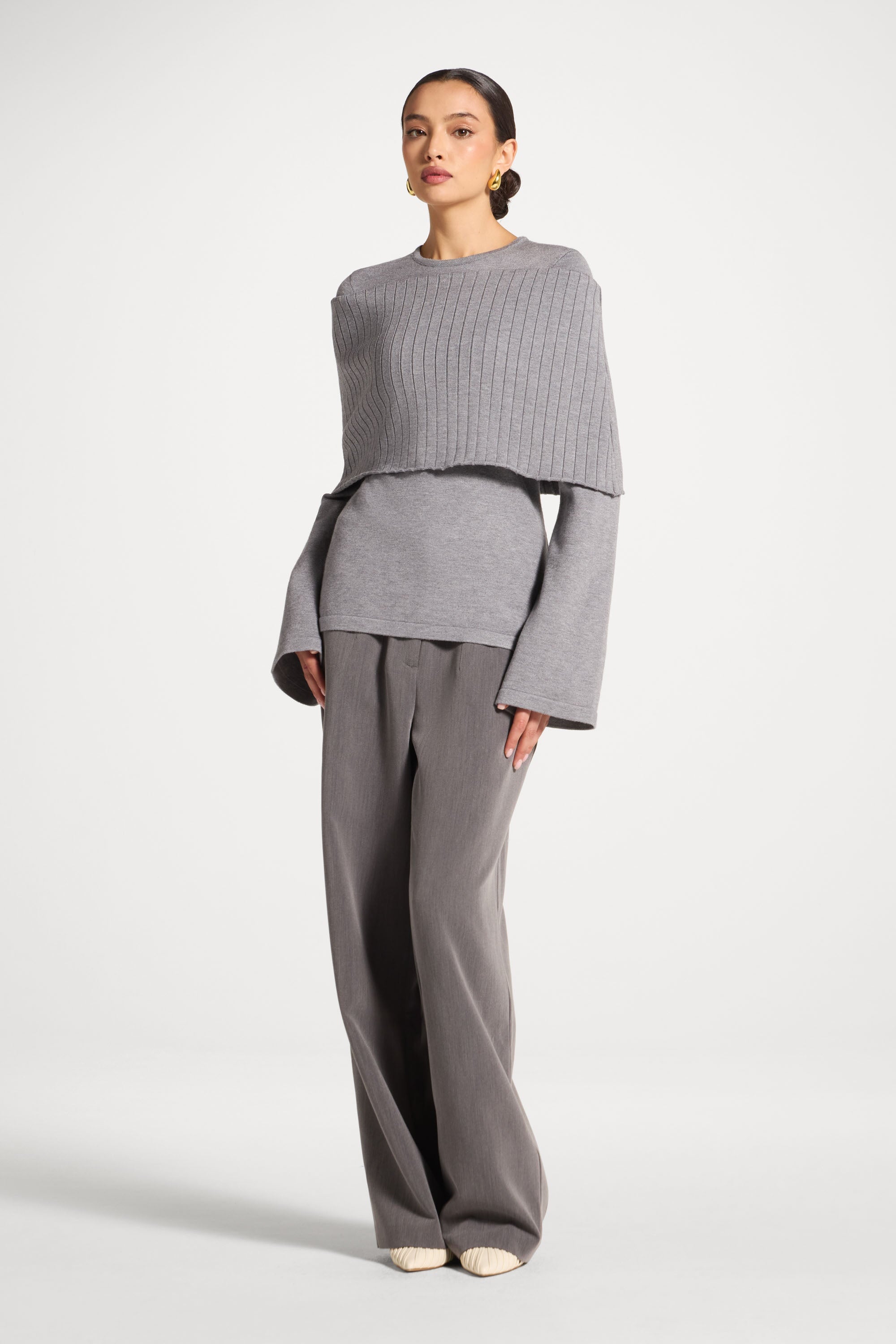Knit Drape Top - Heather Grey Abayas Veiled