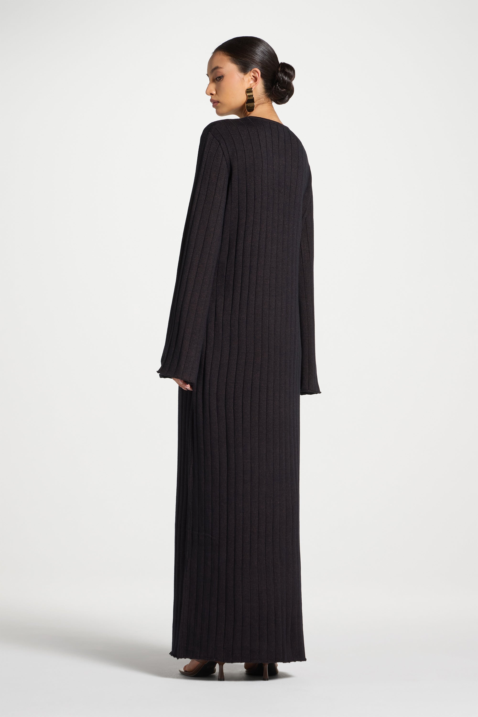 Knit Flare Sleeve Dress - Black Ember Abayas Veiled