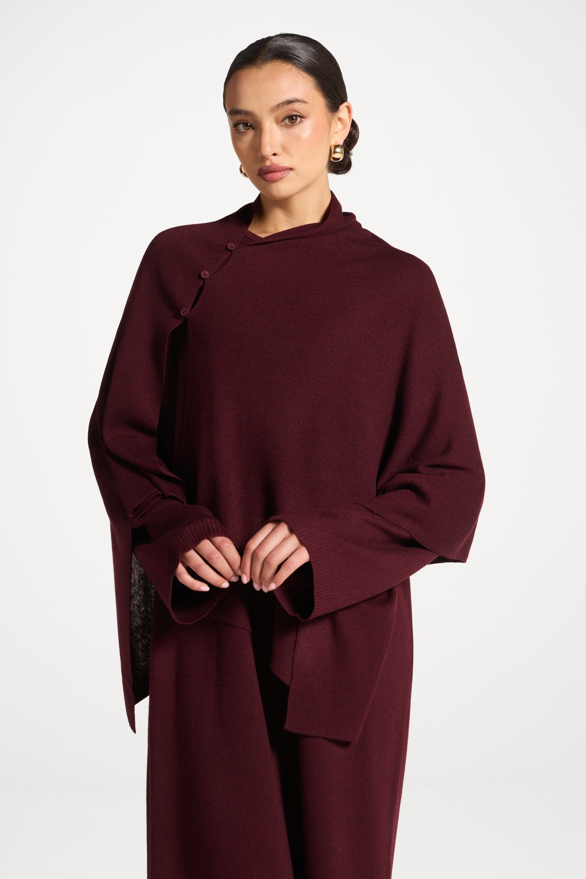 Knit Maxi Dress & Scarf Set - Black Ember Abayas Veiled