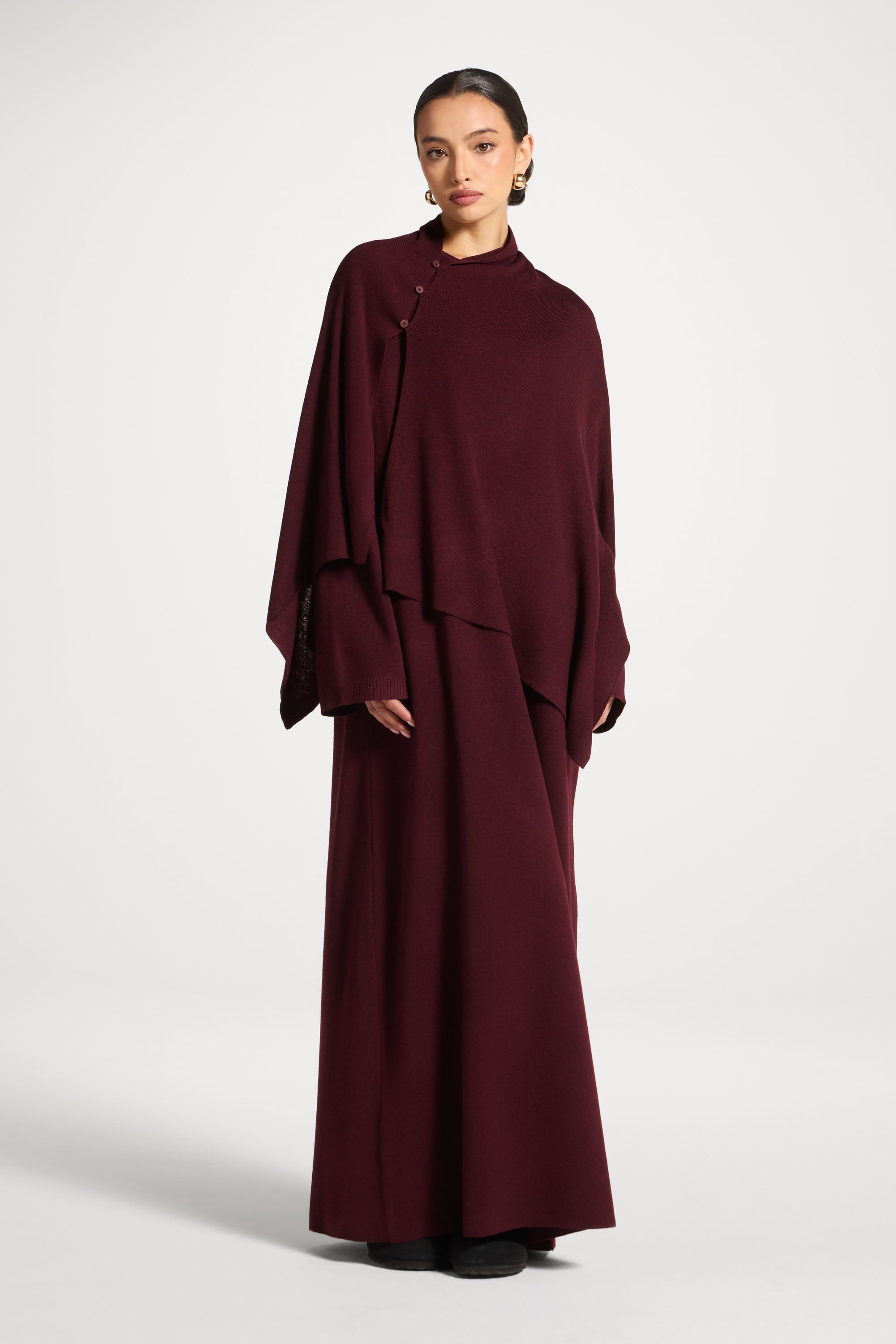 Knit Maxi Dress & Scarf Set - Black Ember Abayas Veiled
