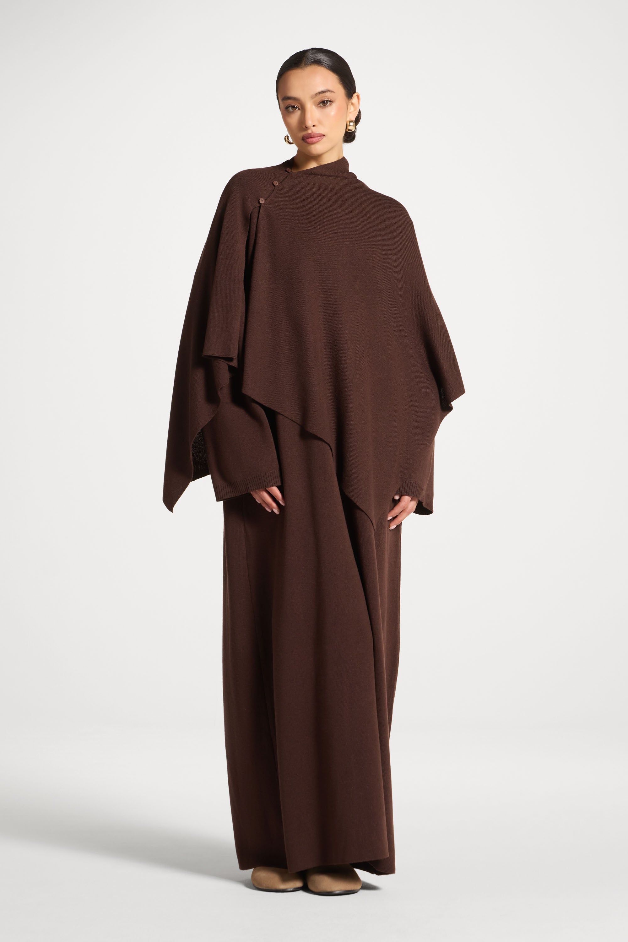 Knit Maxi Dress & Scarf Set - Espresso XS / 56"
